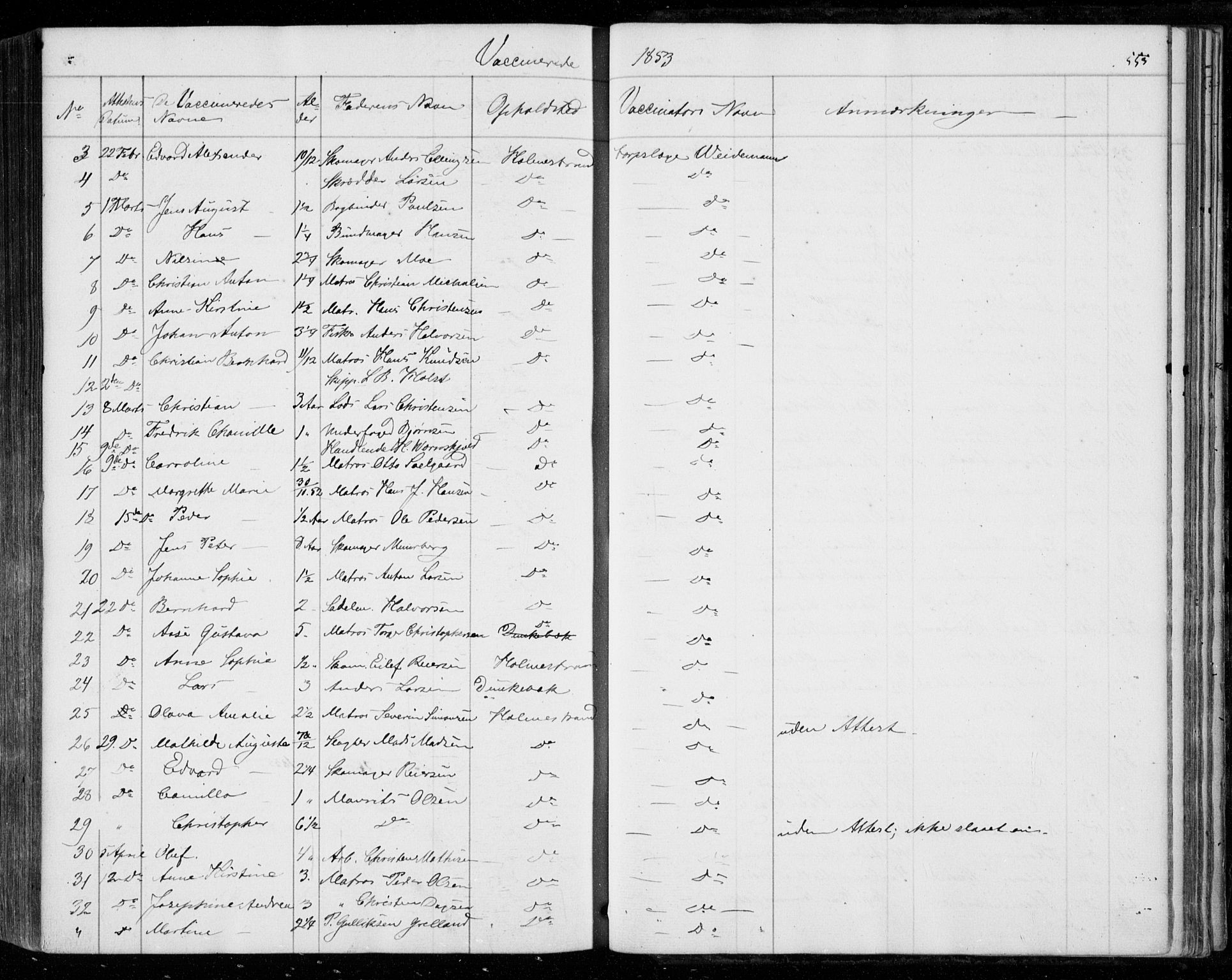 Holmestrand kirkebøker, AV/SAKO-A-346/F/Fa/L0002: Parish register (official) no. 2, 1840-1866, p. 555