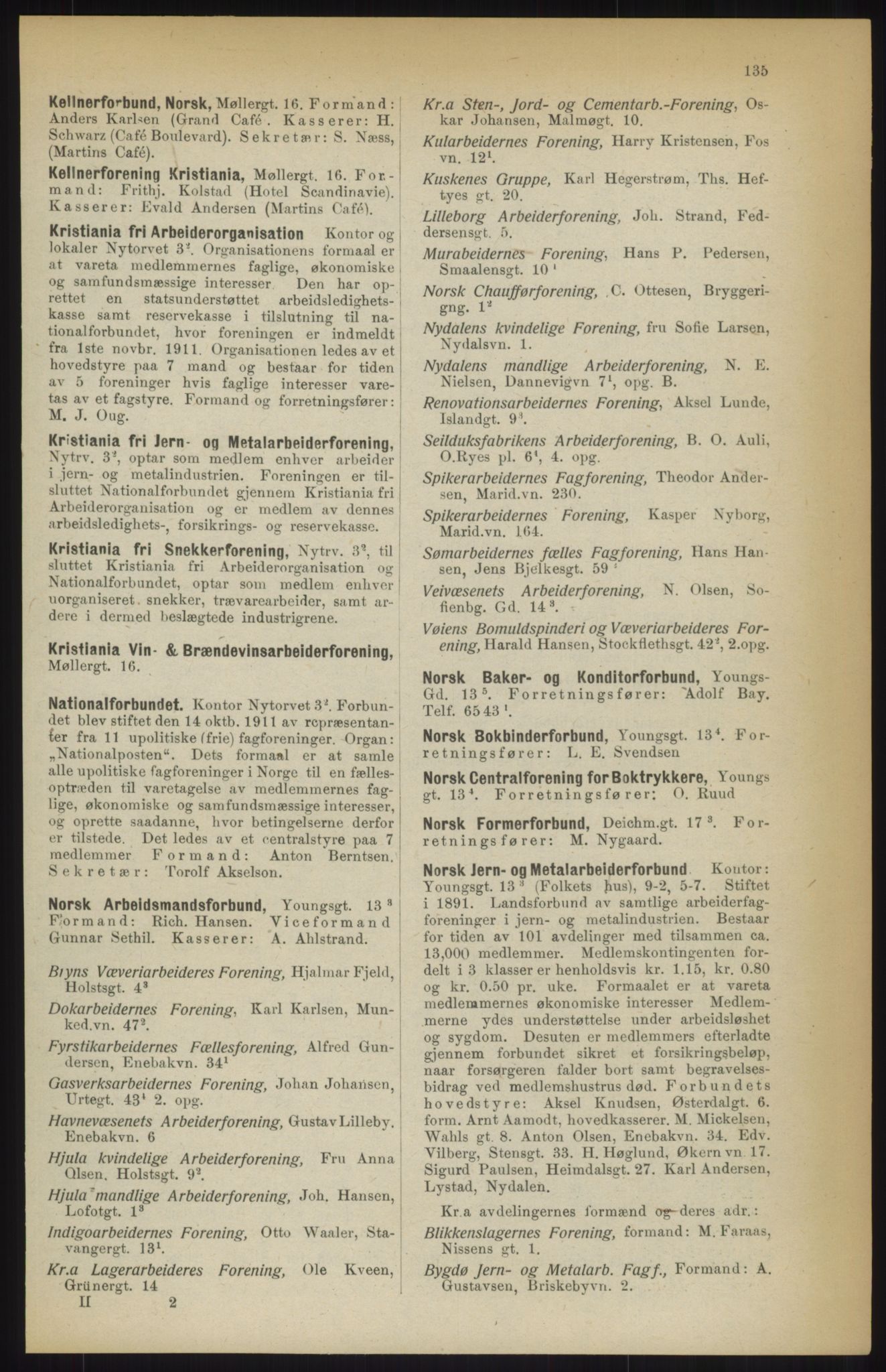 Kristiania/Oslo adressebok, PUBL/-, 1914, p. 135