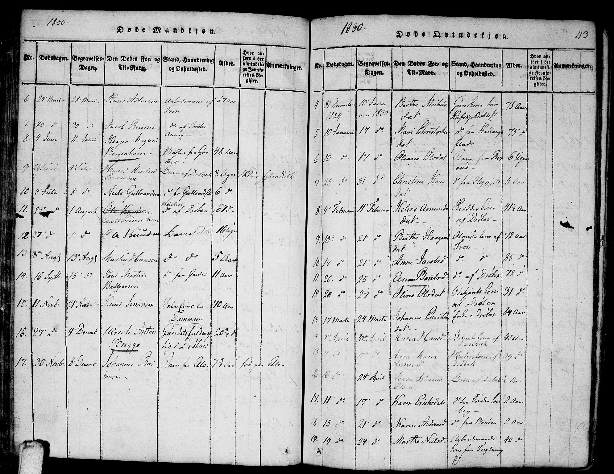 Drøbak prestekontor Kirkebøker, AV/SAO-A-10142a/F/Fa/L0001: Parish register (official) no. I 1, 1816-1842, p. 113