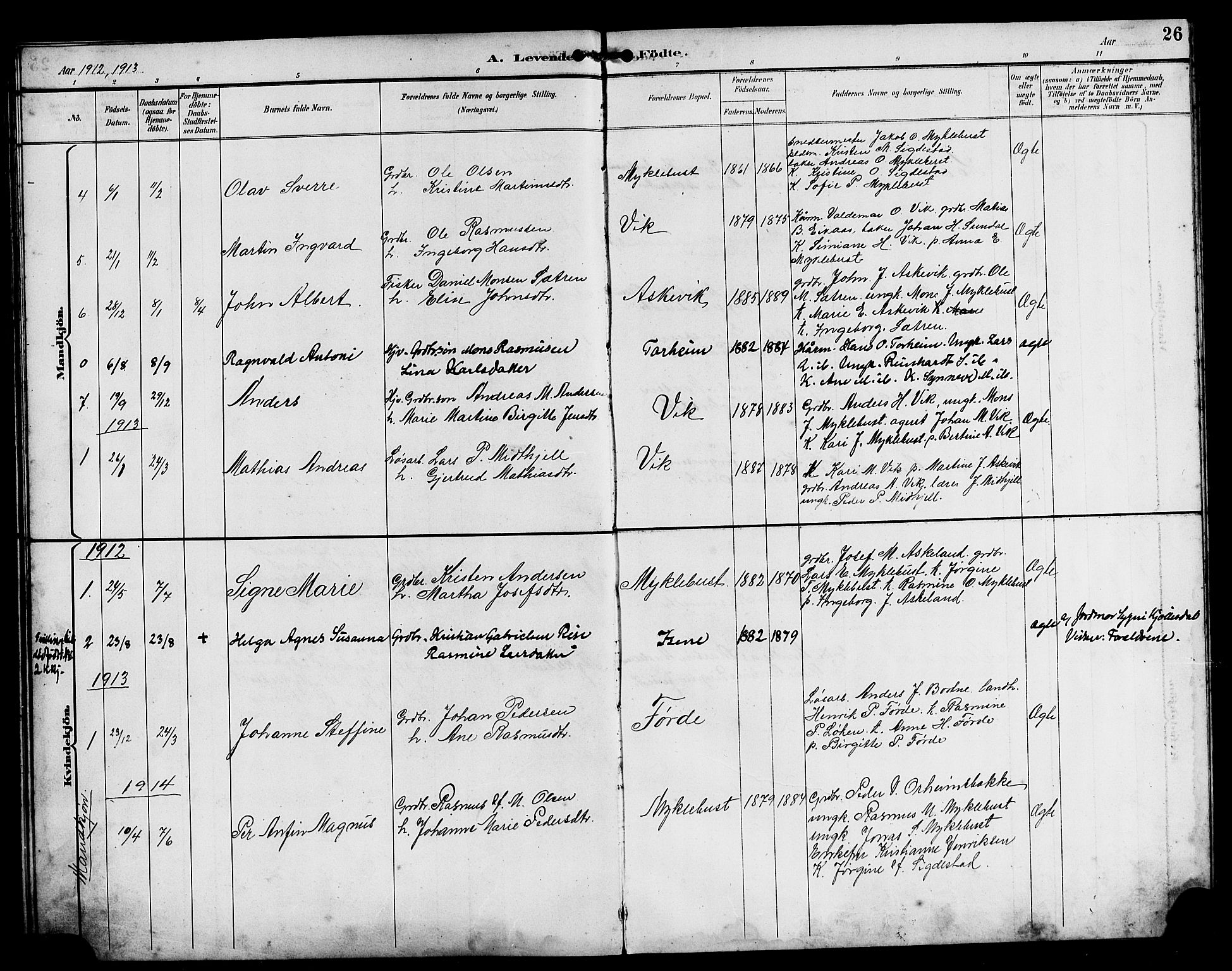 Davik sokneprestembete, AV/SAB-A-79701/H/Hab/Habd/L0002: Parish register (copy) no. D 2, 1890-1919, p. 26