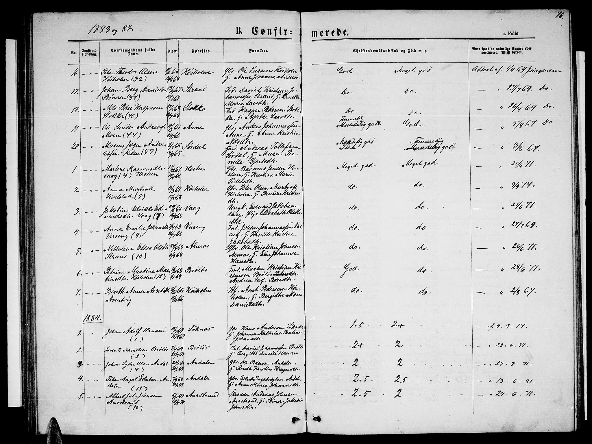 Ministerialprotokoller, klokkerbøker og fødselsregistre - Nordland, AV/SAT-A-1459/819/L0276: Parish register (copy) no. 819C02, 1869-1887, p. 76