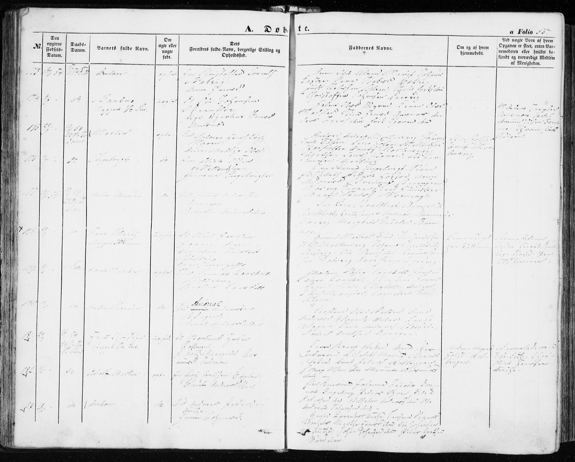 Ministerialprotokoller, klokkerbøker og fødselsregistre - Sør-Trøndelag, SAT/A-1456/634/L0530: Parish register (official) no. 634A06, 1852-1860, p. 55