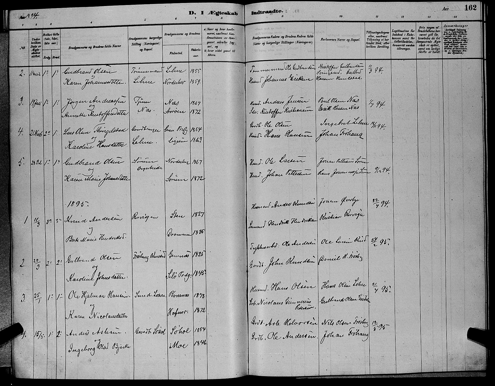 Hole kirkebøker, SAKO/A-228/G/Ga/L0003: Parish register (copy) no. I 3, 1879-1904, p. 162