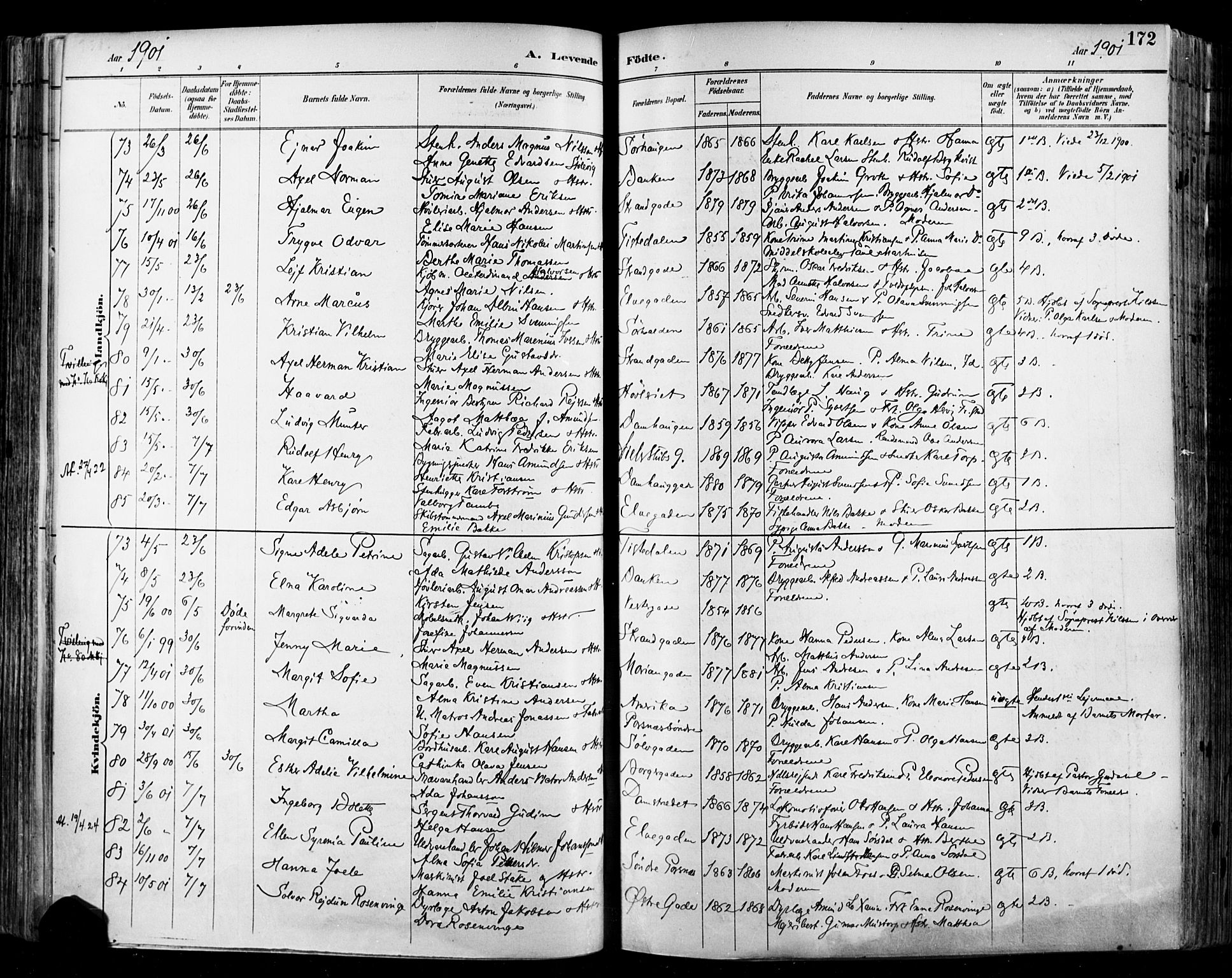 Halden prestekontor Kirkebøker, SAO/A-10909/F/Fa/L0013: Parish register (official) no. I 13, 1890-1906, p. 172