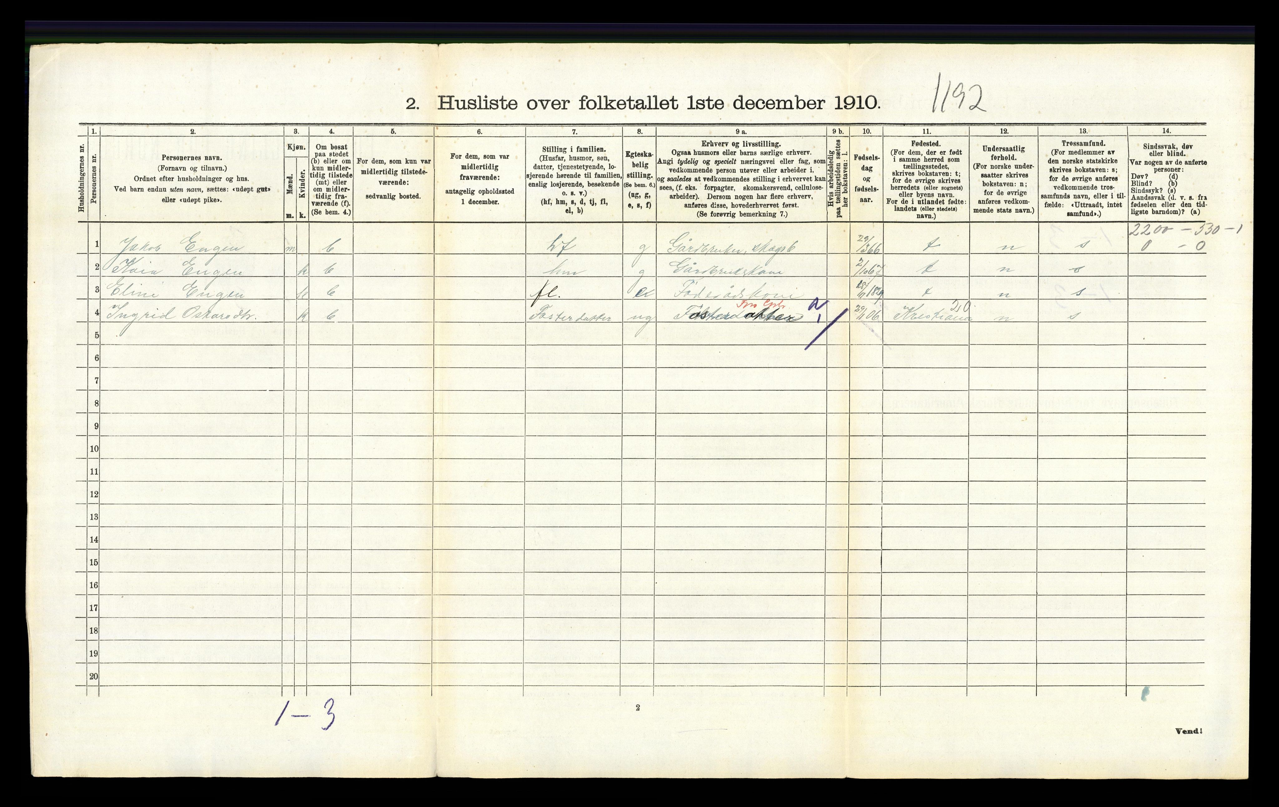RA, 1910 census for Våler, 1910, p. 498