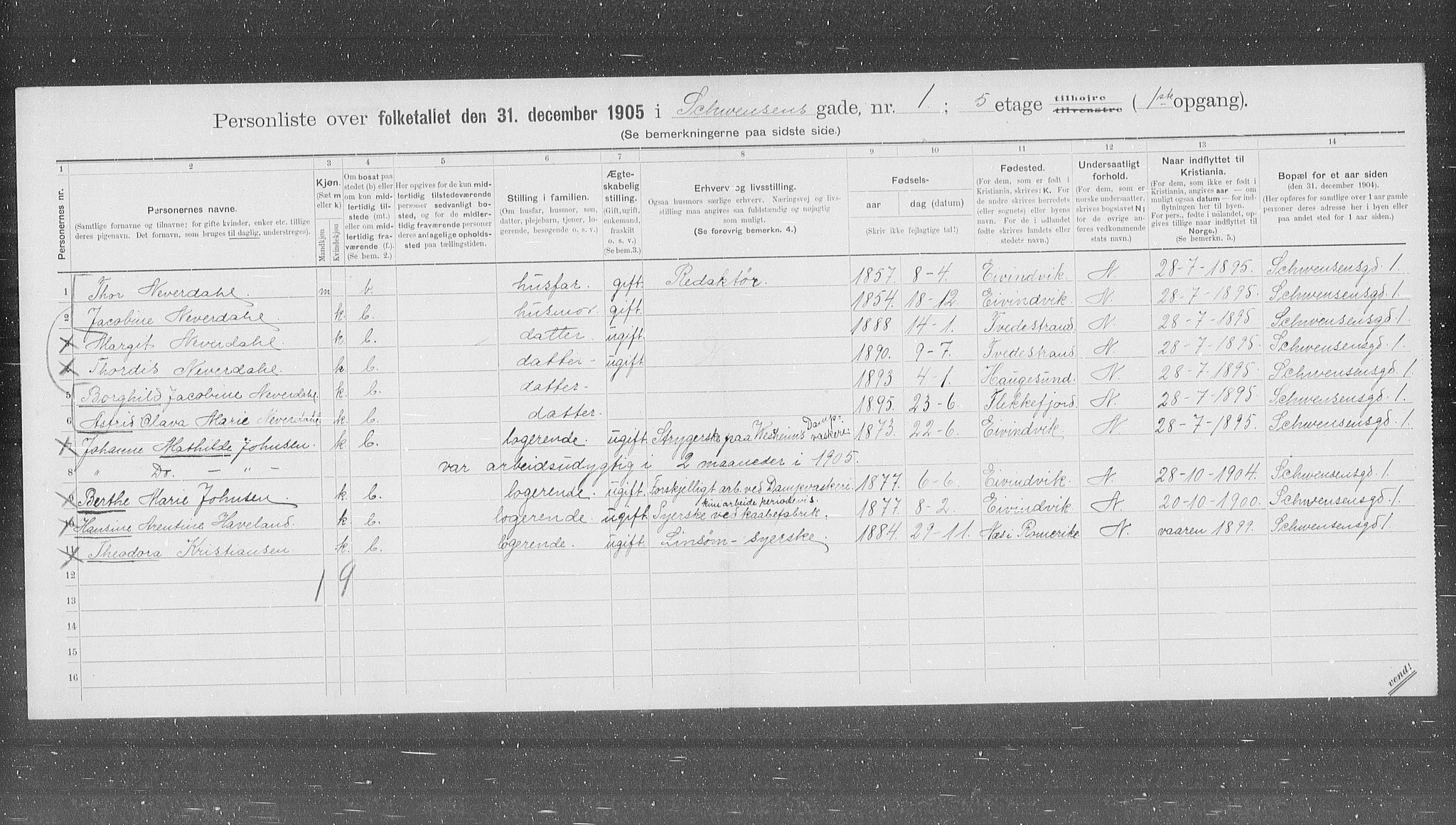 OBA, Municipal Census 1905 for Kristiania, 1905, p. 47760