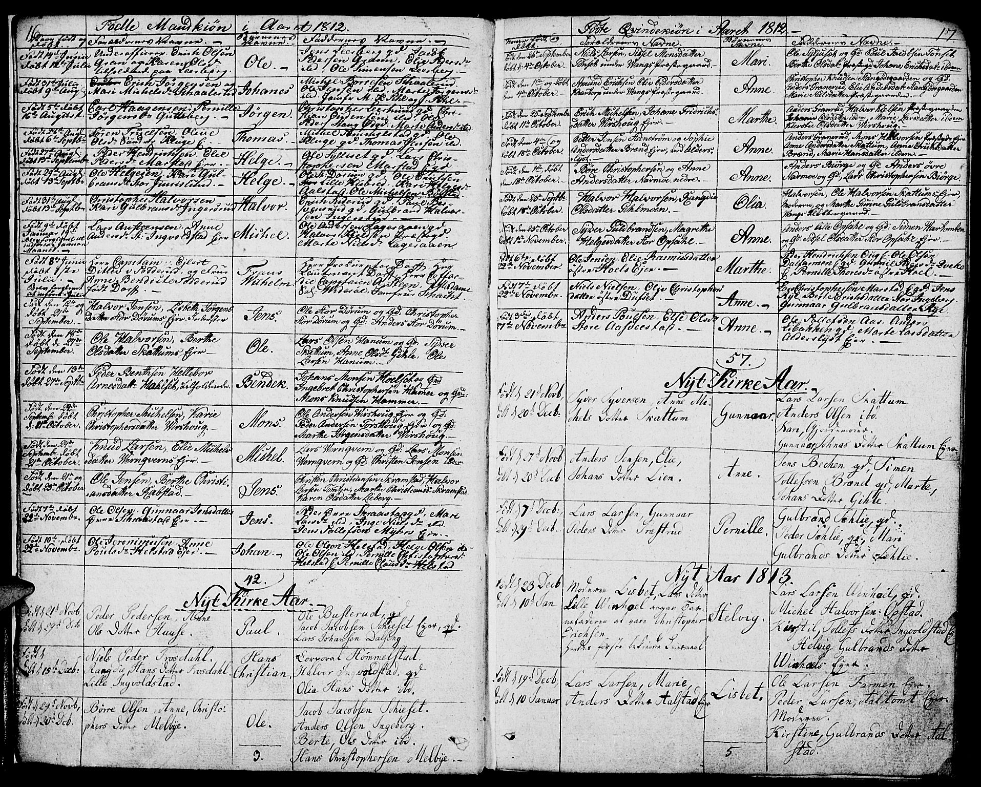 Vang prestekontor, Hedmark, SAH/PREST-008/H/Ha/Haa/L0006: Parish register (official) no. 6 /1, 1809-1827, p. 16-17
