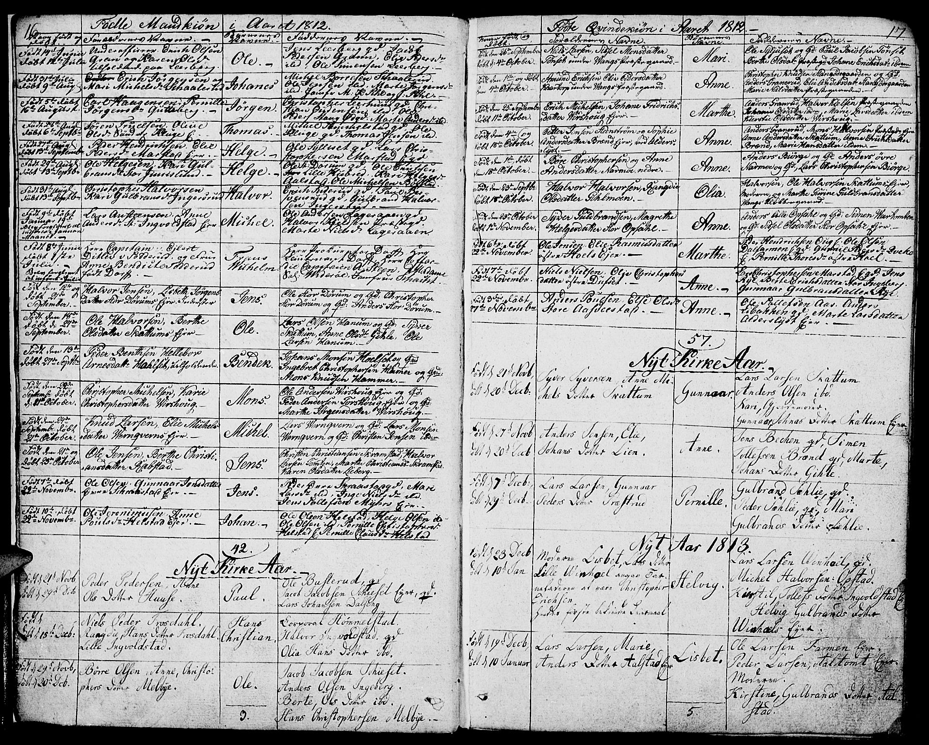 Vang prestekontor, Hedmark, AV/SAH-PREST-008/H/Ha/Haa/L0006: Parish register (official) no. 6 /1, 1809-1827, p. 16-17