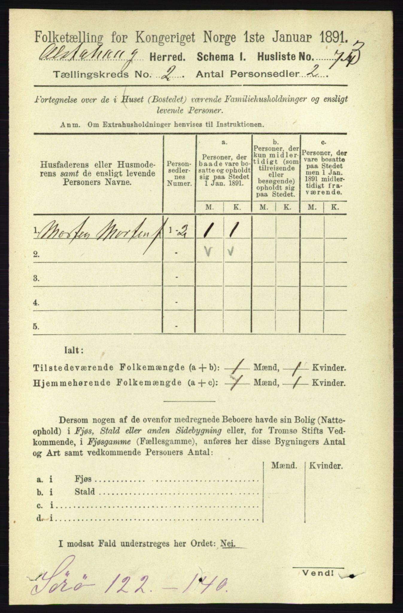 RA, 1891 census for 1820 Alstahaug, 1891, p. 497