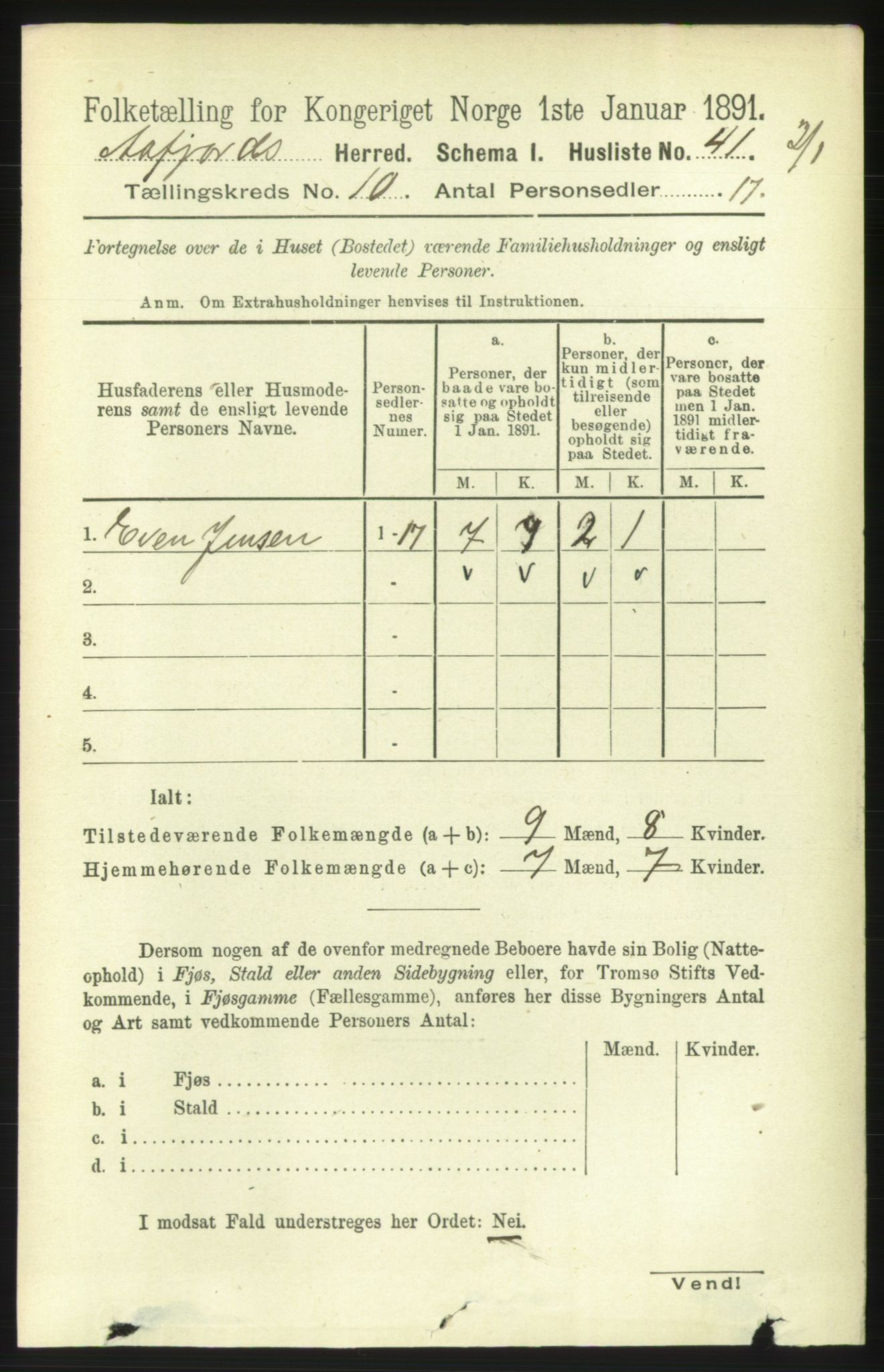 RA, 1891 census for 1630 Åfjord, 1891, p. 2960