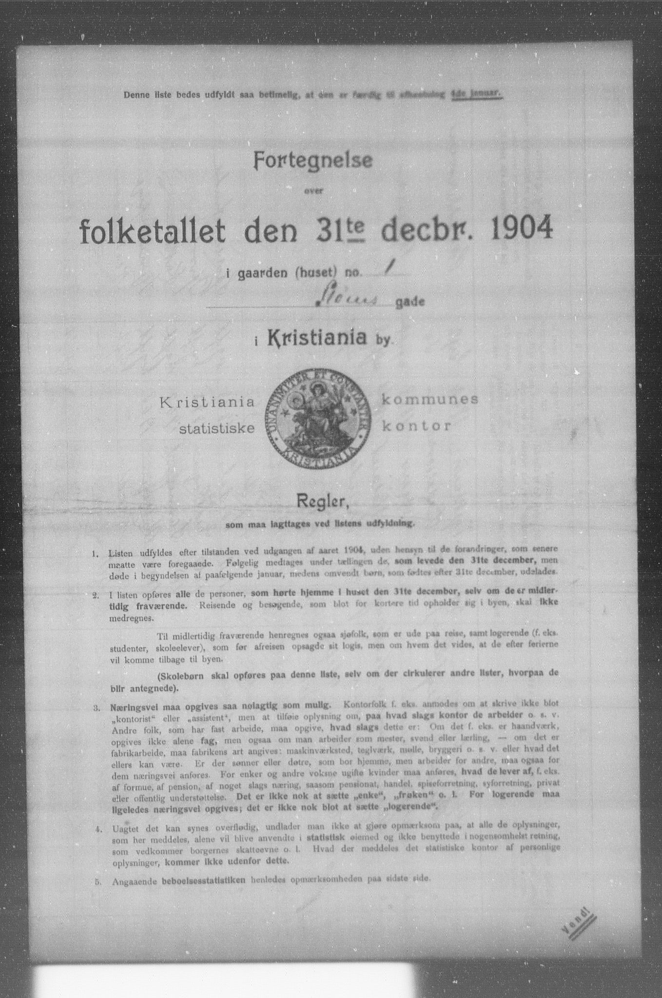 OBA, Municipal Census 1904 for Kristiania, 1904, p. 15579