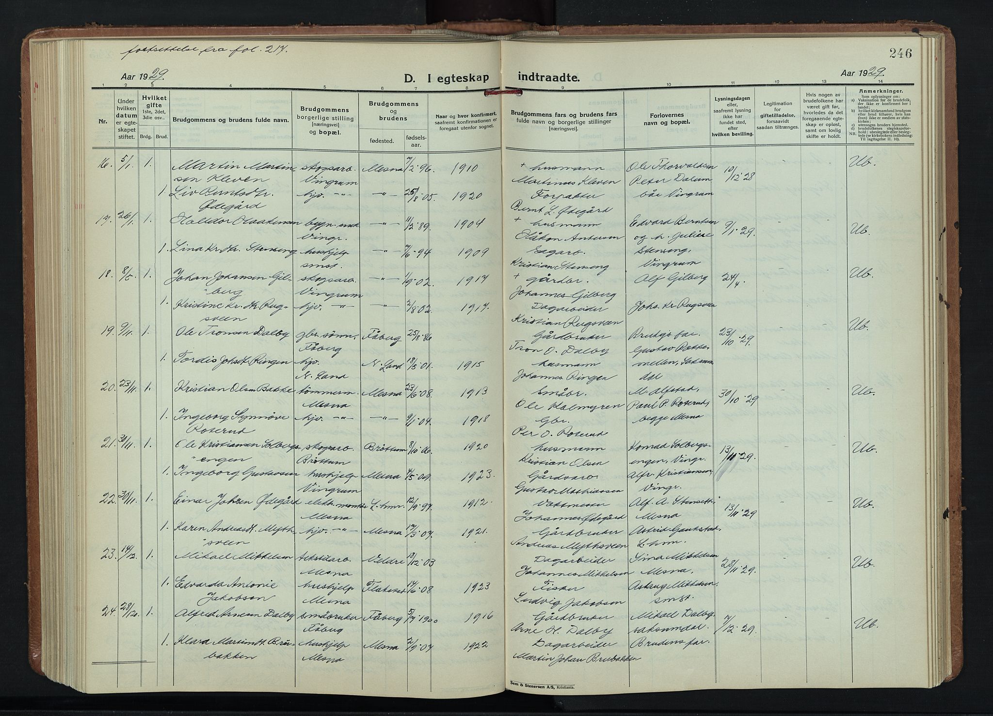 Fåberg prestekontor, SAH/PREST-086/H/Ha/Hab/L0015: Parish register (copy) no. 15, 1924-1949, p. 246