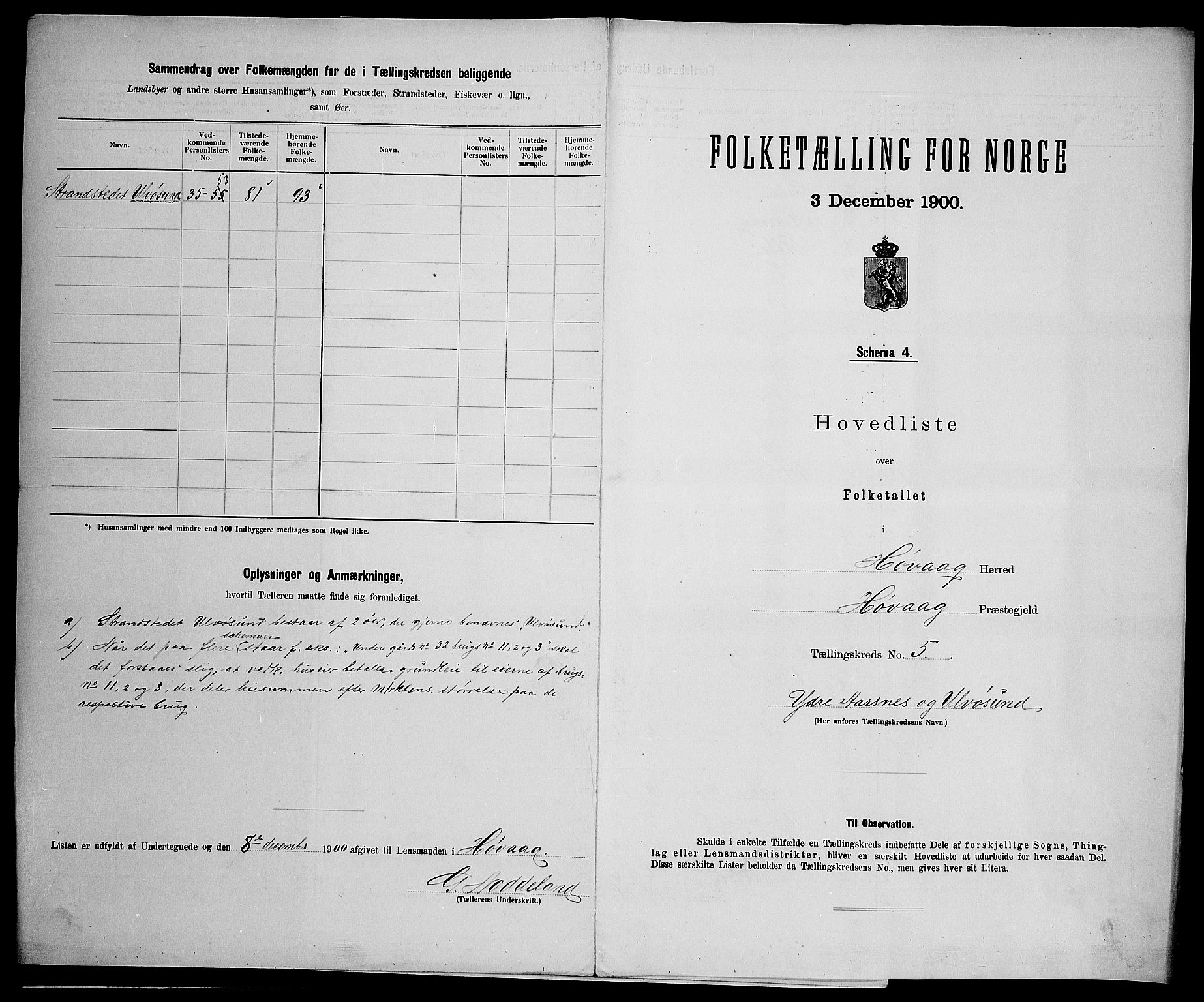 SAK, 1900 census for Høvåg, 1900, p. 21