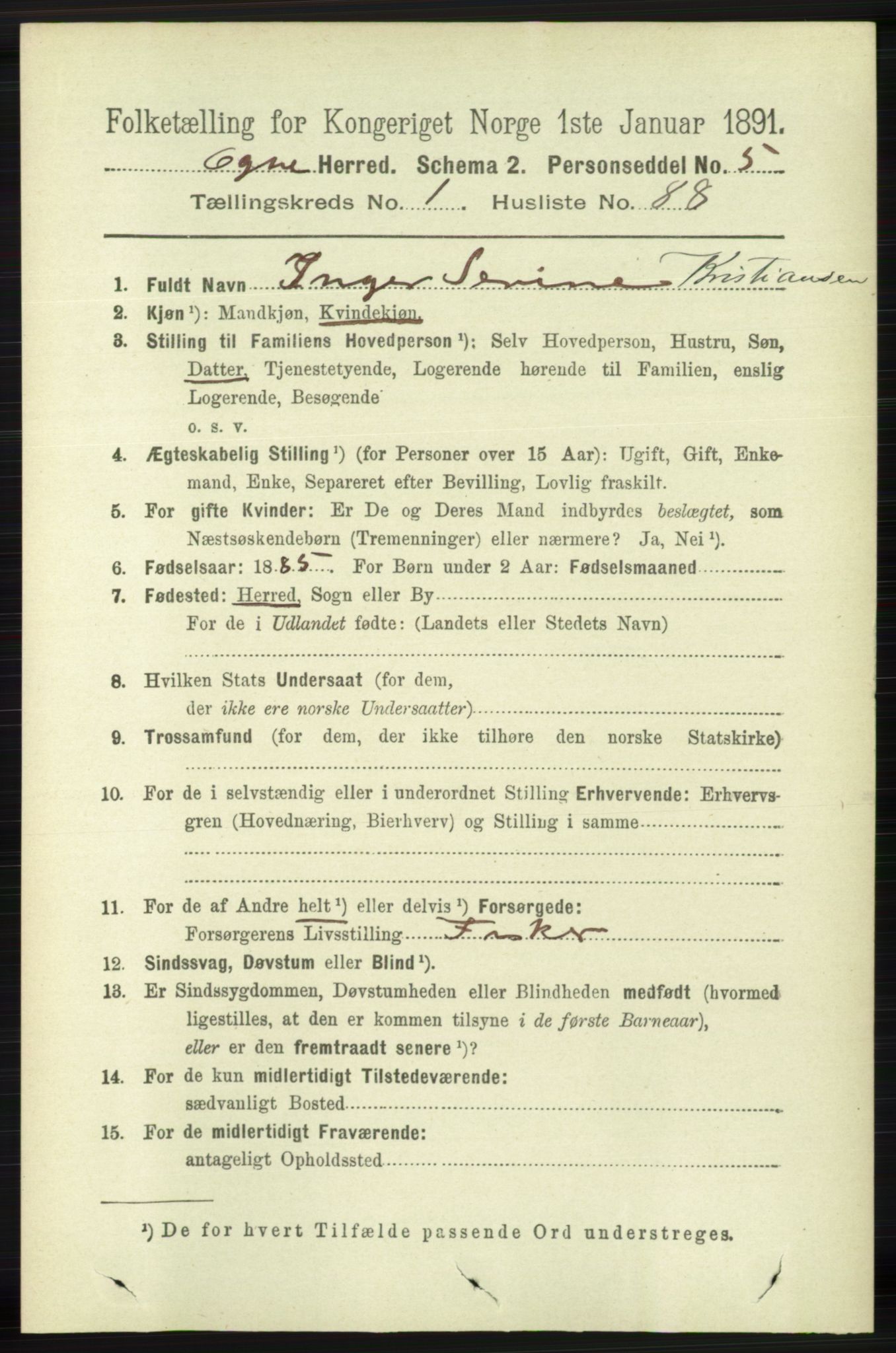 RA, 1891 census for 1117 Ogna, 1891, p. 624