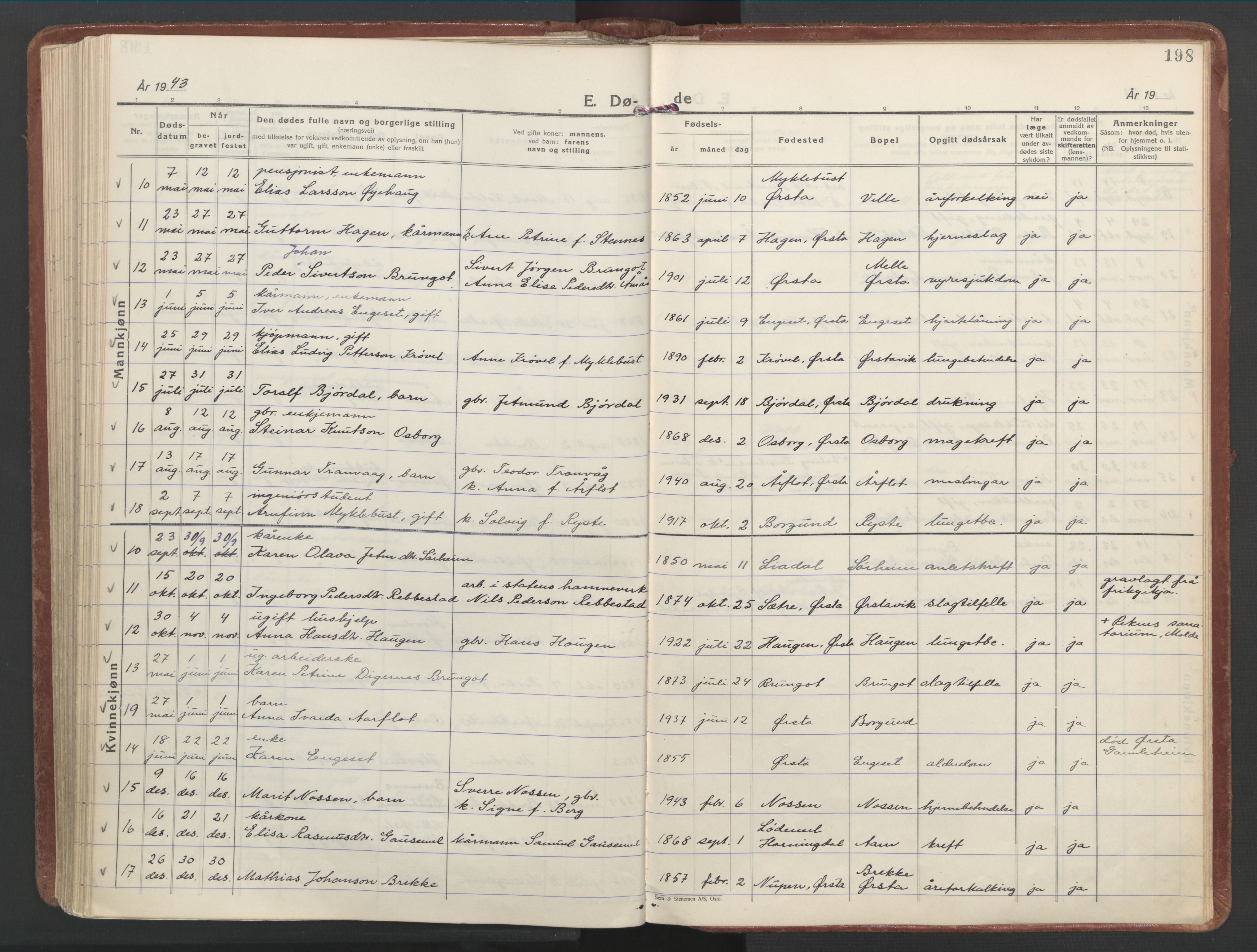 Ministerialprotokoller, klokkerbøker og fødselsregistre - Møre og Romsdal, AV/SAT-A-1454/513/L0181: Parish register (official) no. 513A08, 1930-1943, p. 198