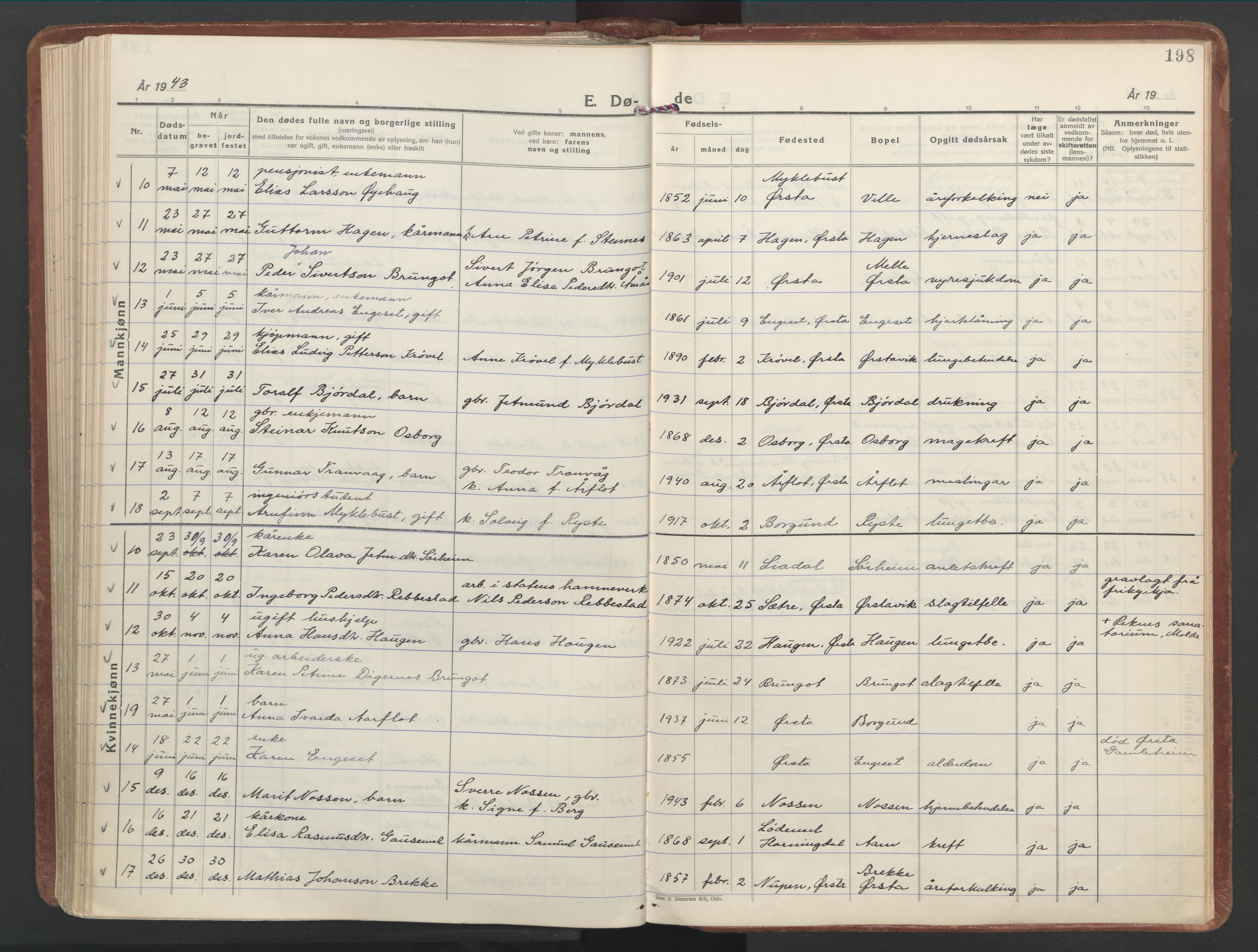 Ministerialprotokoller, klokkerbøker og fødselsregistre - Møre og Romsdal, SAT/A-1454/513/L0181: Parish register (official) no. 513A08, 1930-1943, p. 198