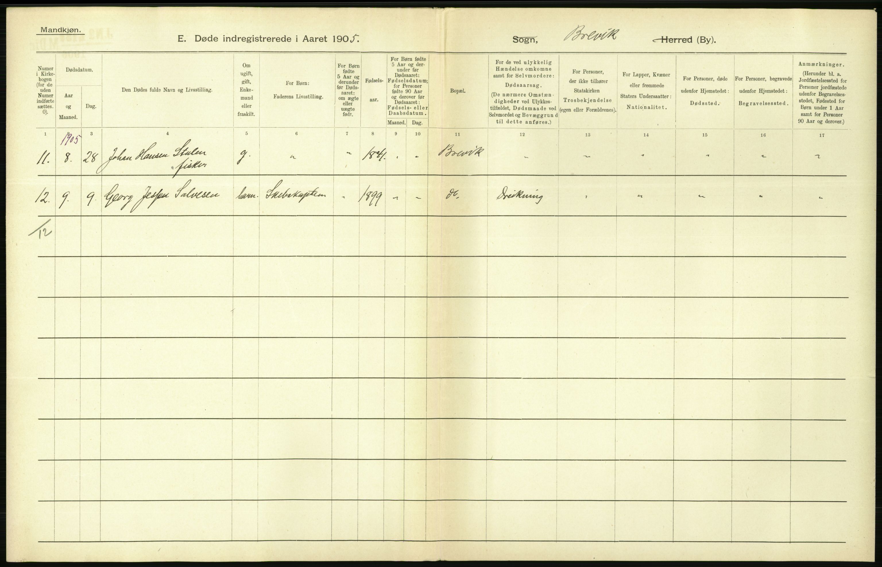 Statistisk sentralbyrå, Sosiodemografiske emner, Befolkning, AV/RA-S-2228/D/Df/Dfa/Dfac/L0043: Bratsberg - Lister og Mandals amt: Levendefødte menn og kvinner, gifte, døde, dødfødte. Byer., 1905, p. 236