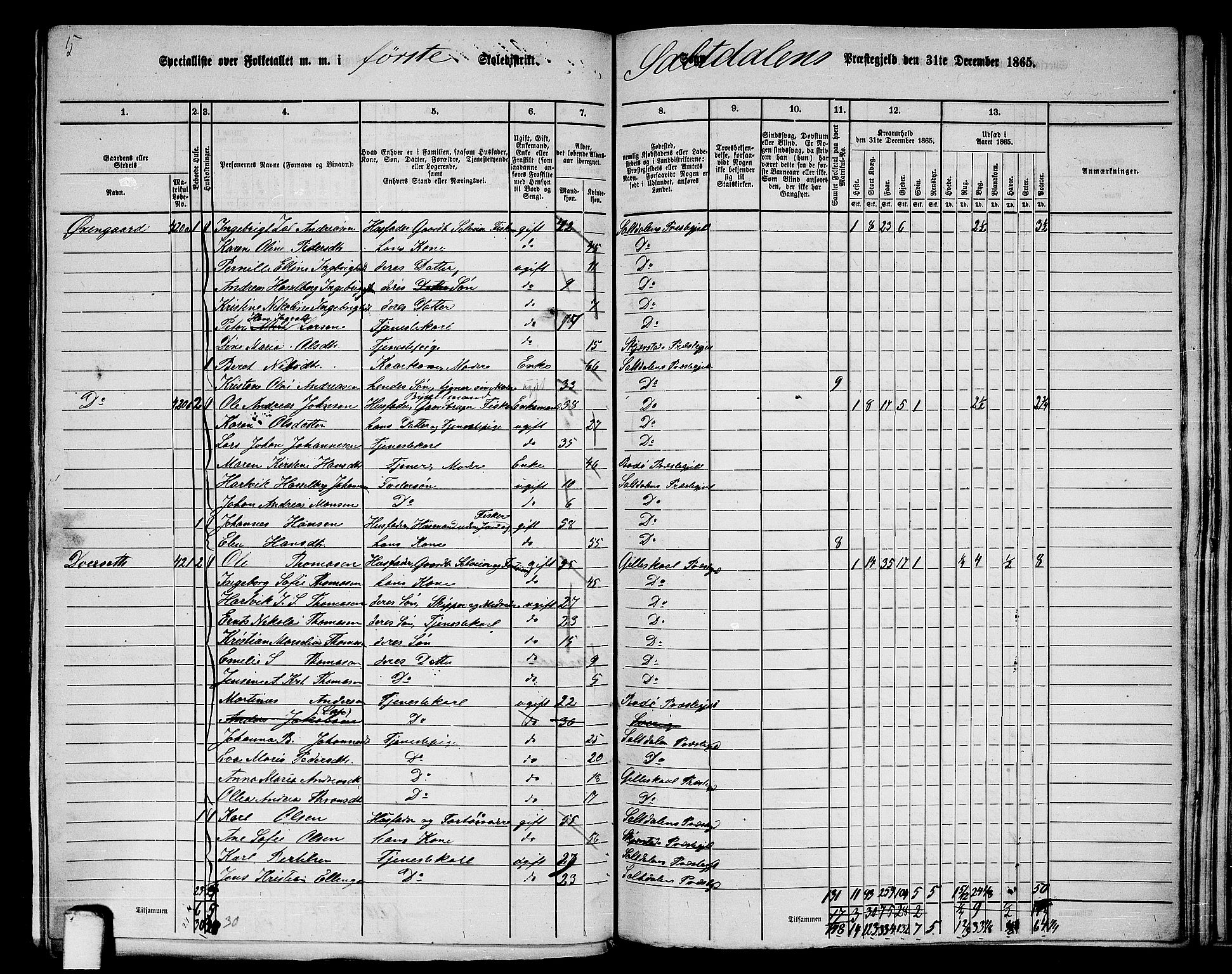 RA, 1865 census for Saltdal, 1865, p. 10