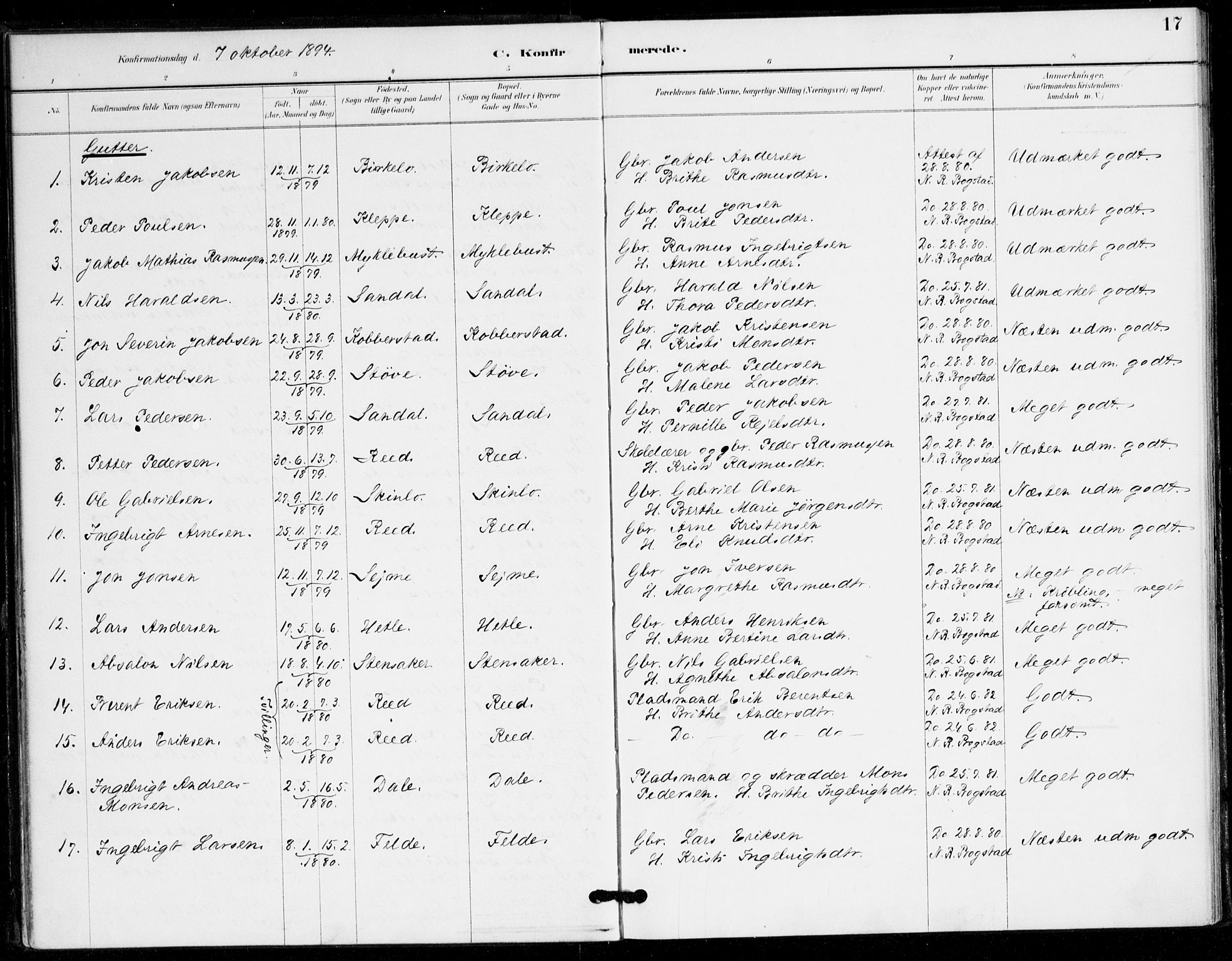 Gloppen sokneprestembete, AV/SAB-A-80101/H/Hac/L0002: Curate's parish register no. A 2, 1886-1897, p. 17