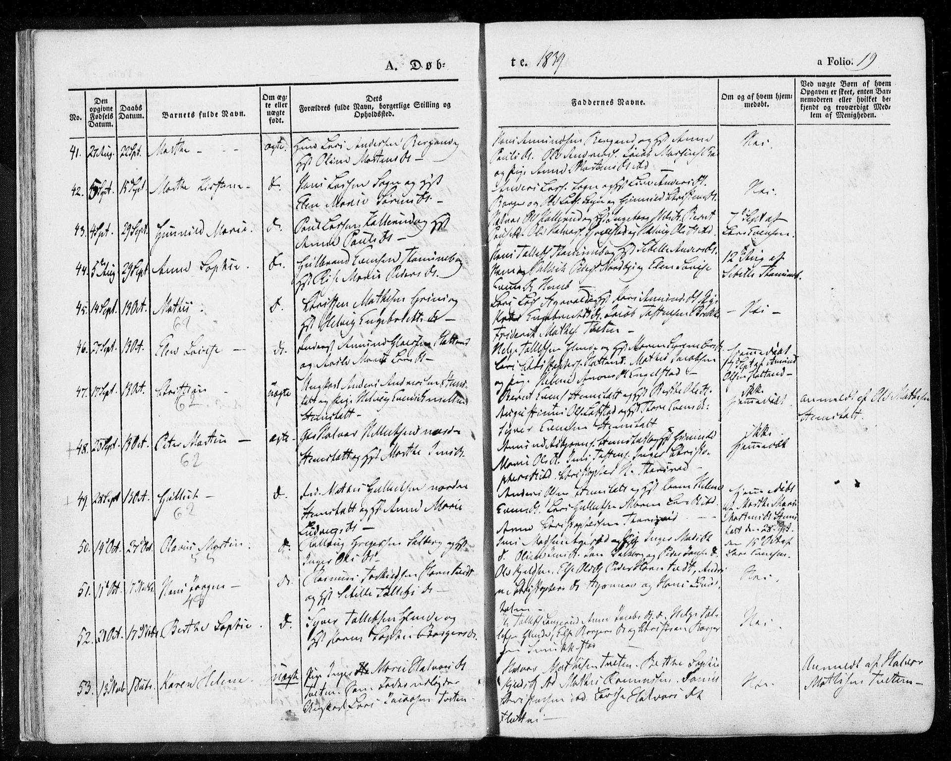 Lardal kirkebøker, AV/SAKO-A-350/F/Fa/L0006: Parish register (official) no. I 6, 1835-1860, p. 19