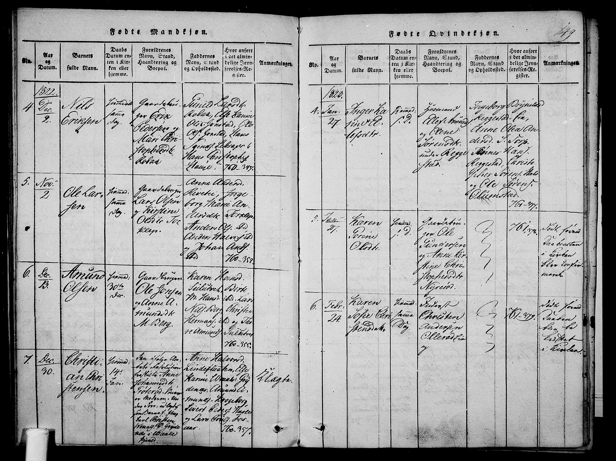 Våle kirkebøker, AV/SAKO-A-334/F/Fa/L0007: Parish register (official) no. I 7, 1814-1824, p. 148-149