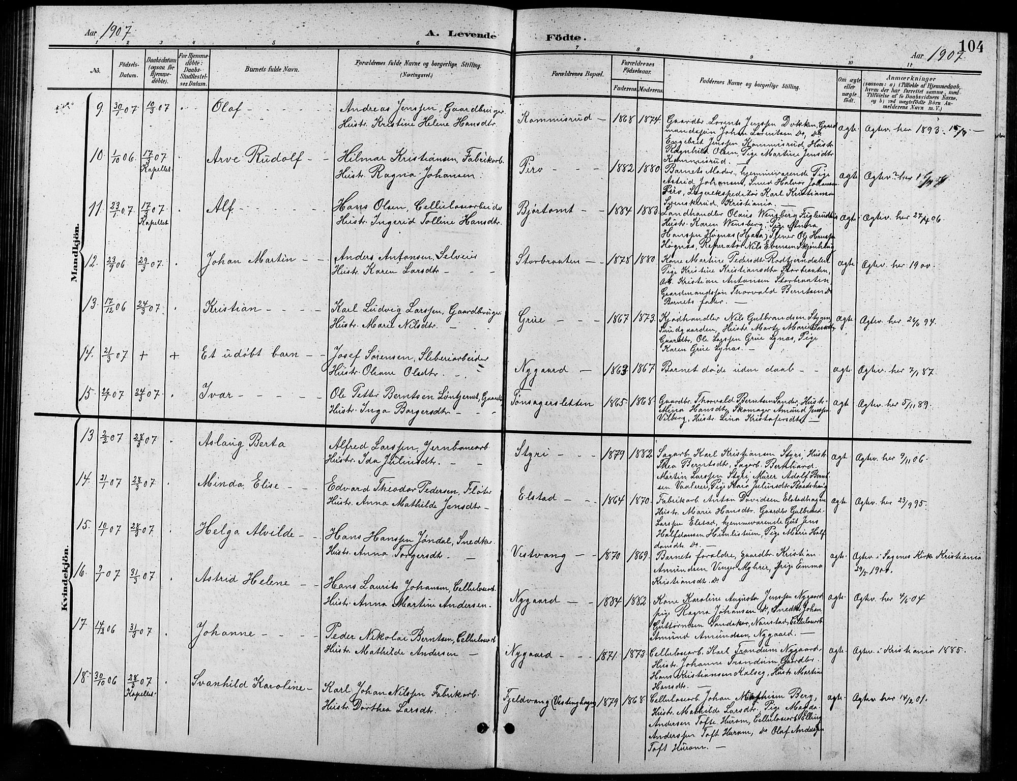 Eidsvoll prestekontor Kirkebøker, AV/SAO-A-10888/G/Ga/L0007: Parish register (copy) no. I 7, 1901-1909, p. 104
