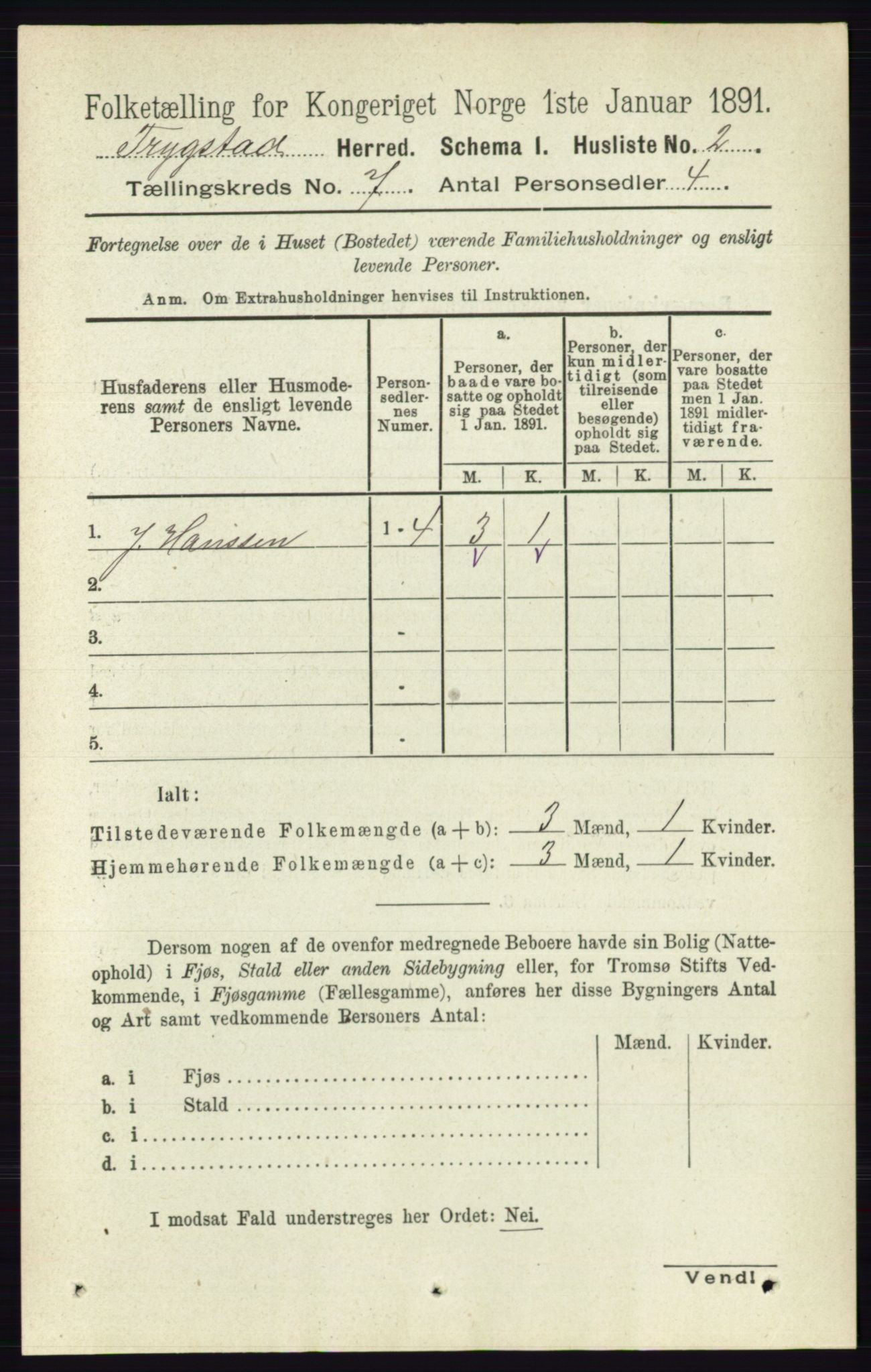 RA, 1891 Census for 0122 Trøgstad, 1891, p. 2842