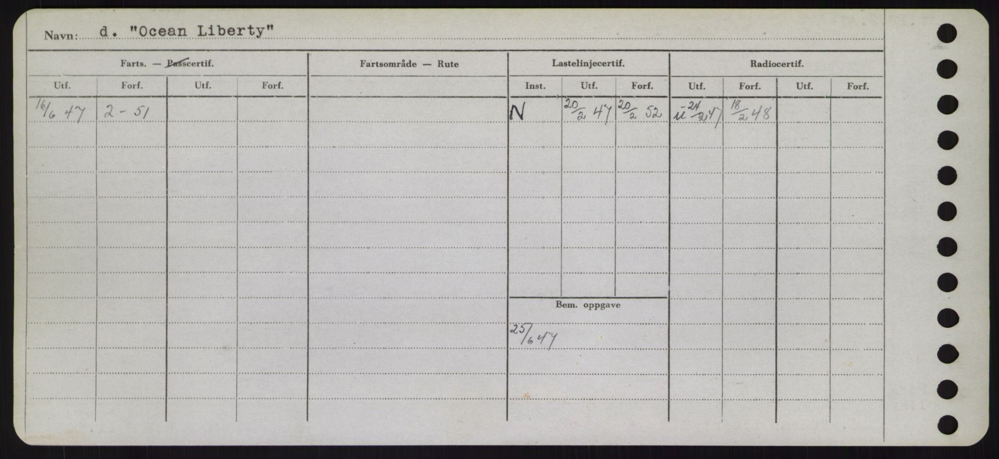 Sjøfartsdirektoratet med forløpere, Skipsmålingen, RA/S-1627/H/Hd/L0028: Fartøy, O, p. 66