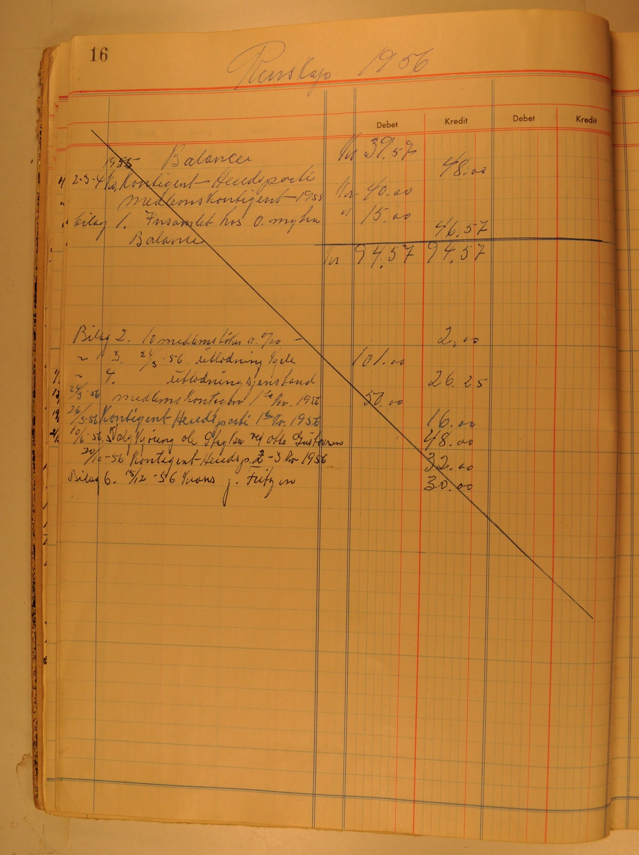 Harestua Arbeiderforening, OARM/H-A-00388/R/L0002/0002: Kassabøker / Kassabok, 1945-1956, p. 16