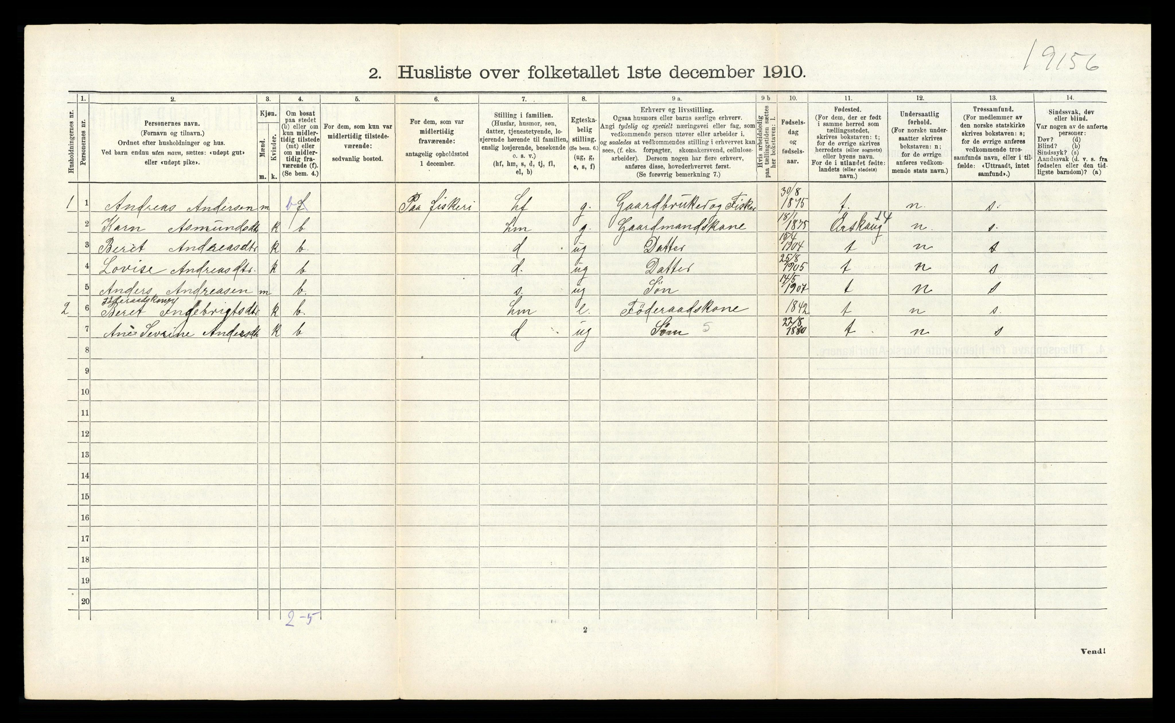 RA, 1910 census for Aukra, 1910, p. 765