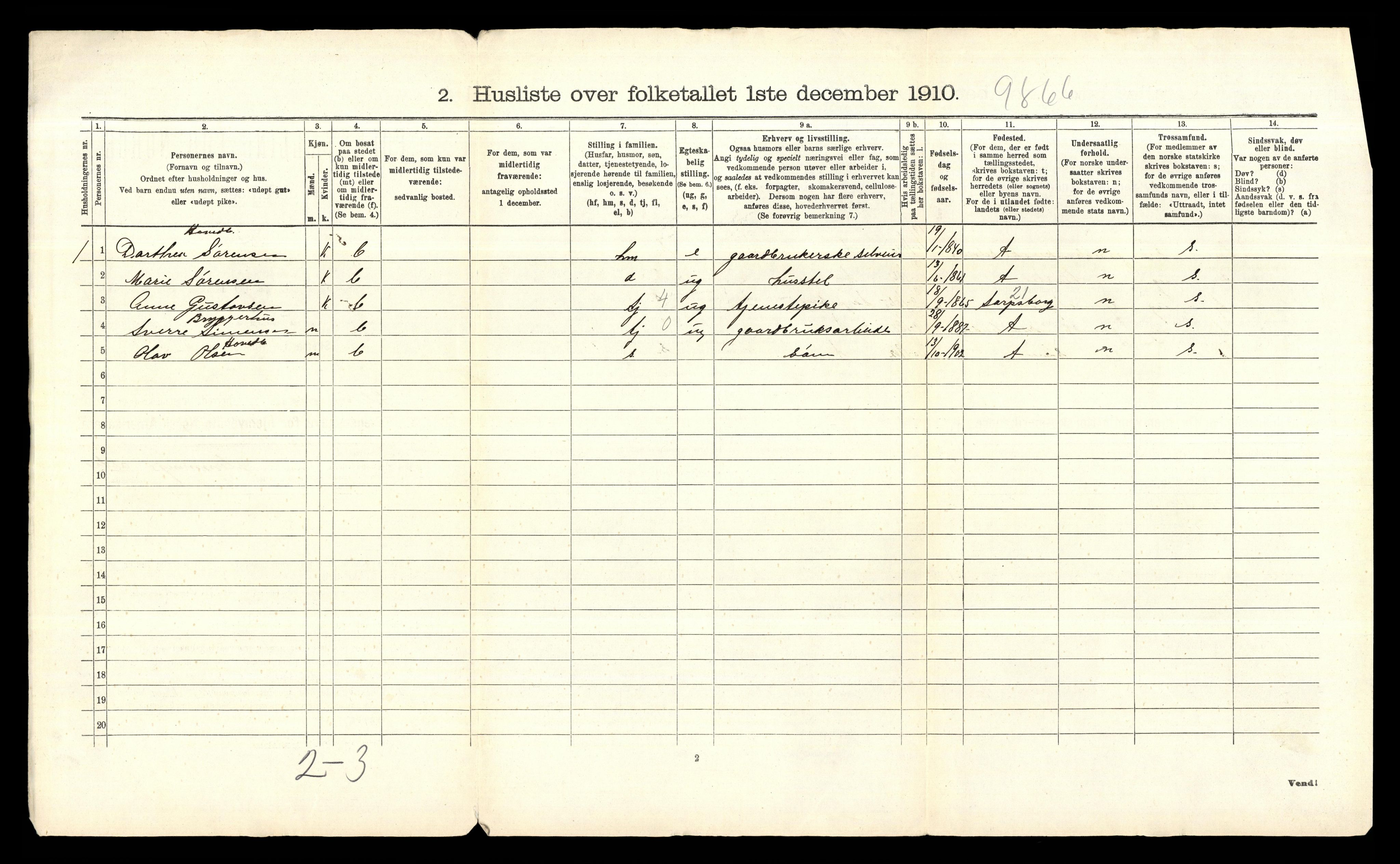 RA, 1910 census for Glemmen, 1910, p. 51