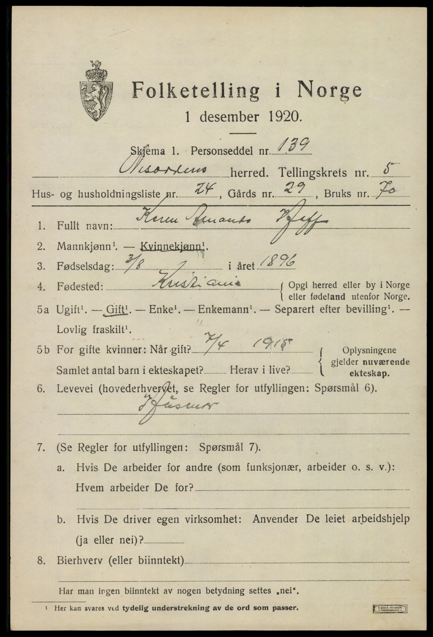 SAO, 1920 census for Nesodden, 1920, p. 4861