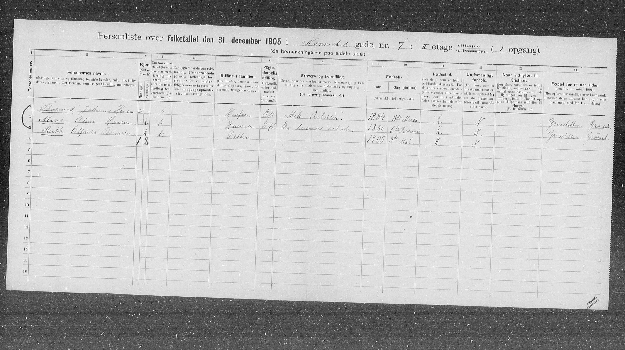 OBA, Municipal Census 1905 for Kristiania, 1905, p. 36319