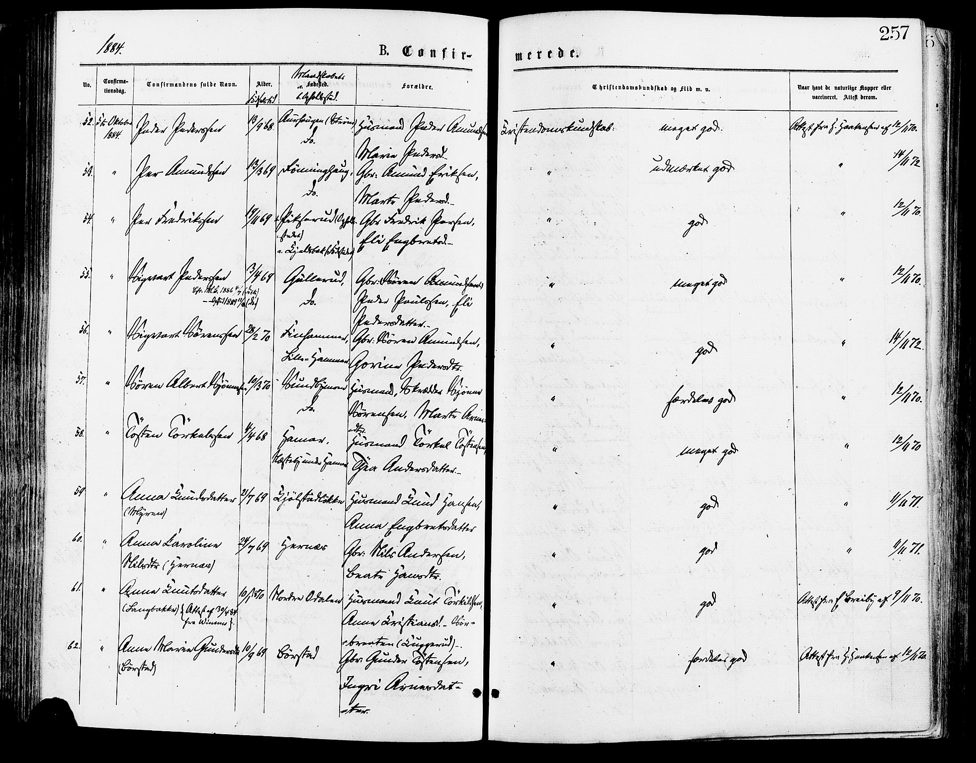Sør-Odal prestekontor, SAH/PREST-030/H/Ha/Haa/L0005: Parish register (official) no. 5, 1876-1885, p. 257