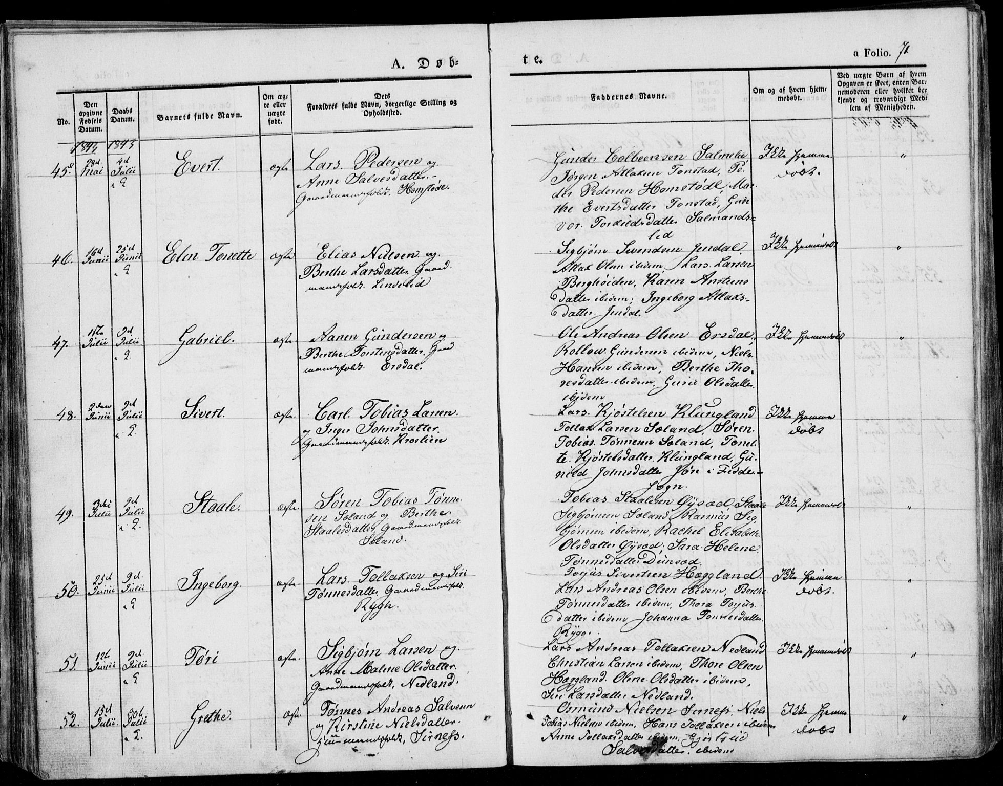 Bakke sokneprestkontor, AV/SAK-1111-0002/F/Fa/Faa/L0004: Parish register (official) no. A 4, 1834-1846, p. 71
