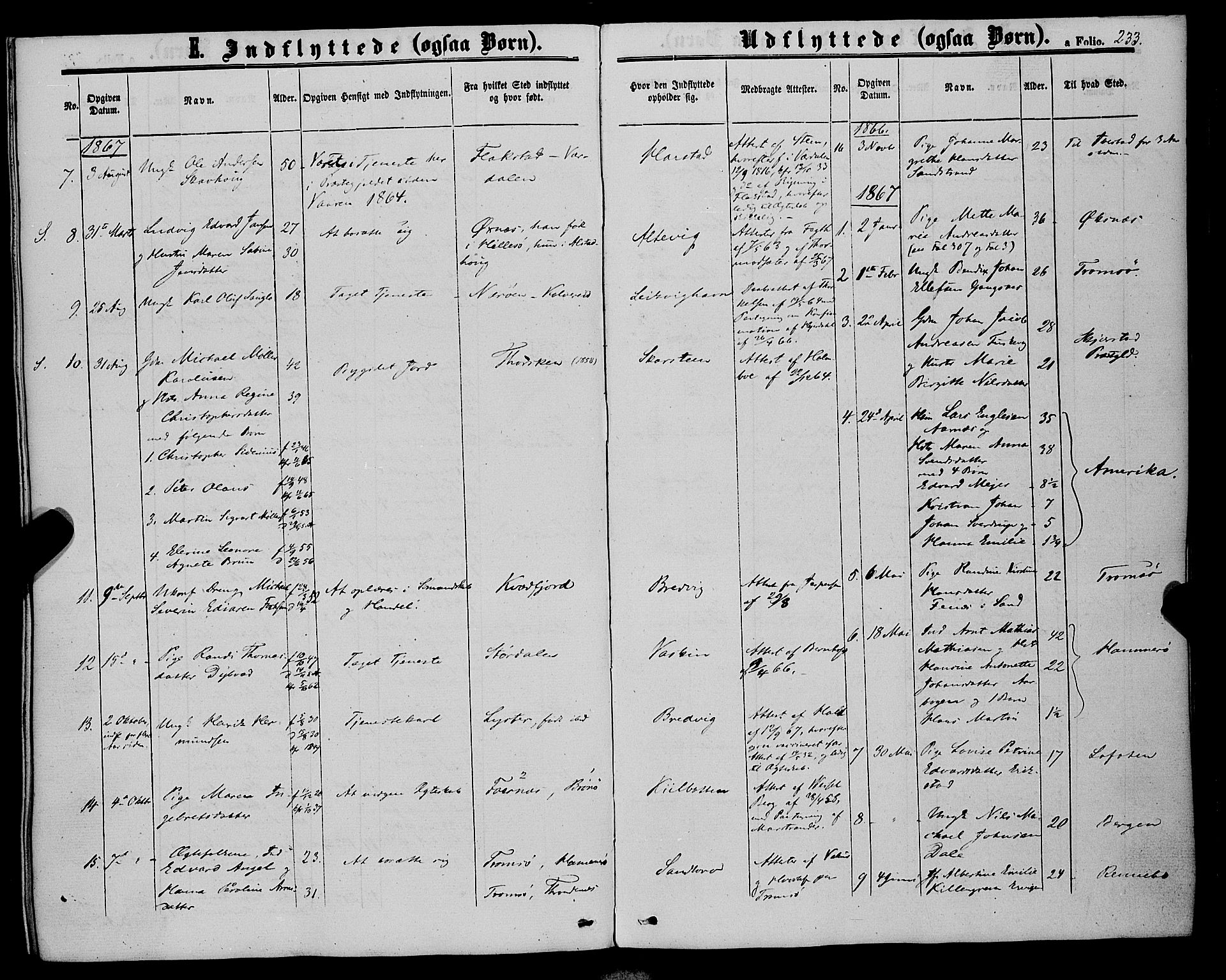 Trondenes sokneprestkontor, AV/SATØ-S-1319/H/Ha/L0012kirke: Parish register (official) no. 12, 1863-1870, p. 233