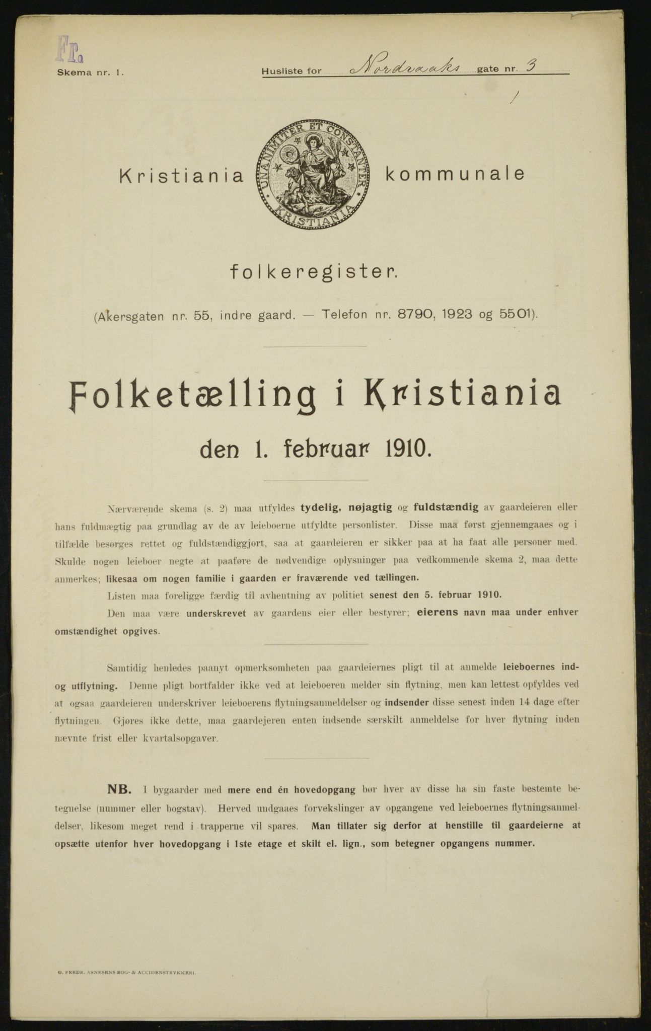 OBA, Municipal Census 1910 for Kristiania, 1910, p. 71276