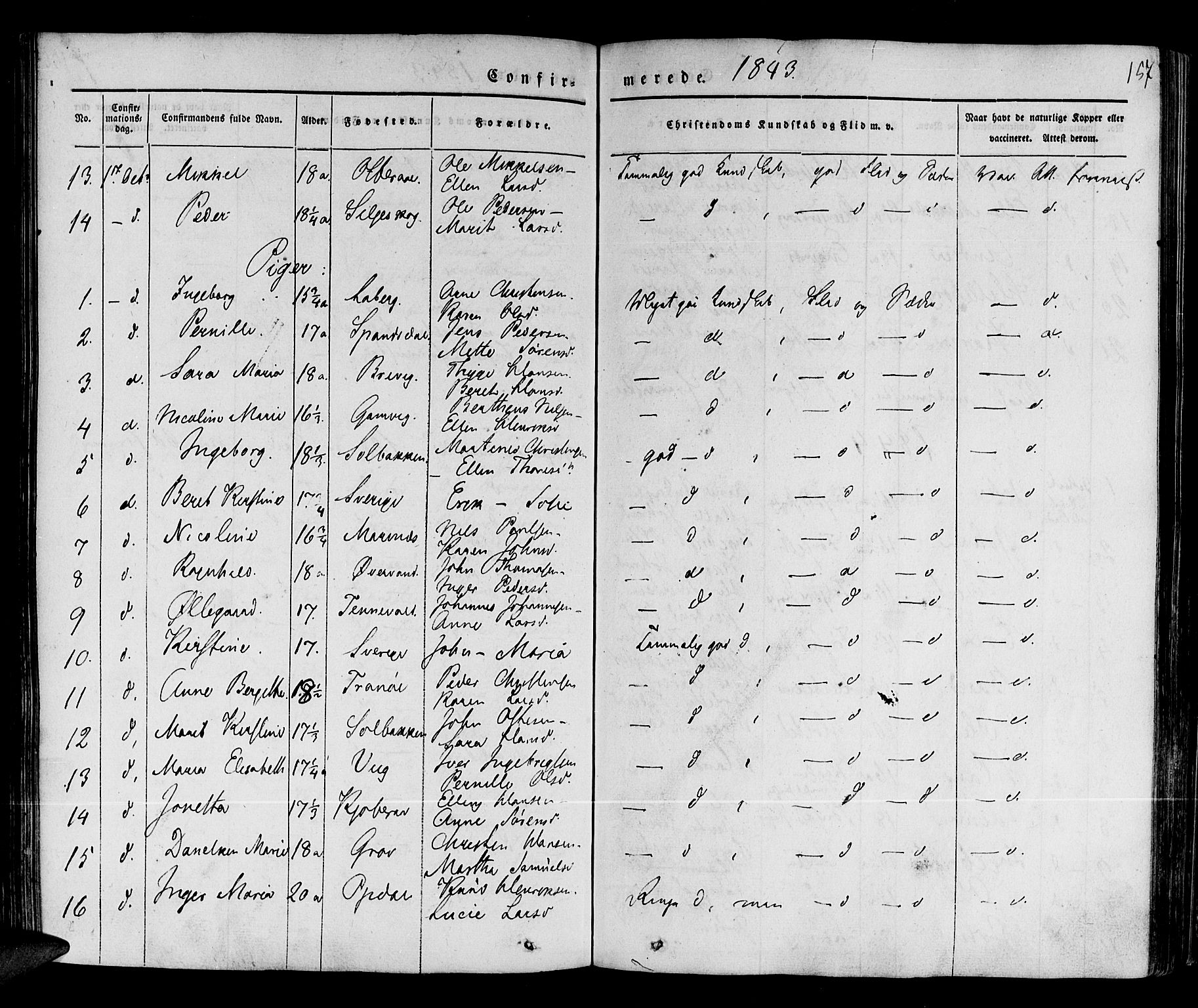Ibestad sokneprestembete, SATØ/S-0077/H/Ha/Haa/L0006kirke: Parish register (official) no. 6, 1837-1850, p. 157