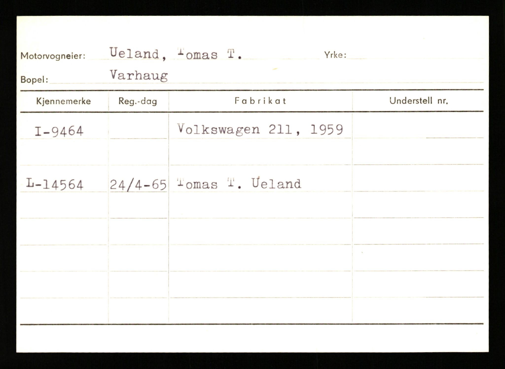 Stavanger trafikkstasjon, SAST/A-101942/0/G/L0002: Registreringsnummer: 5791 - 10405, 1930-1971, p. 2459