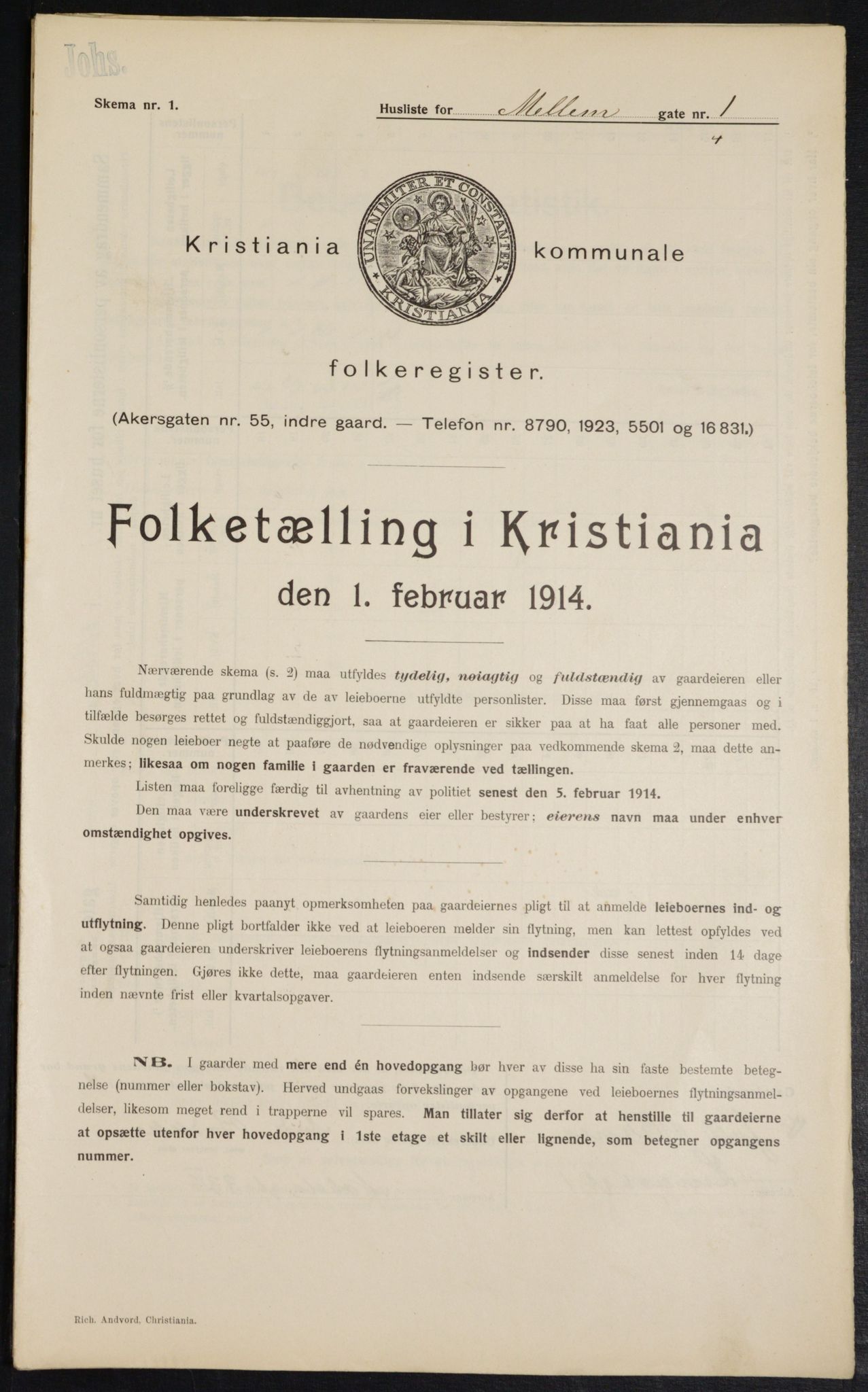 OBA, Municipal Census 1914 for Kristiania, 1914, p. 64980