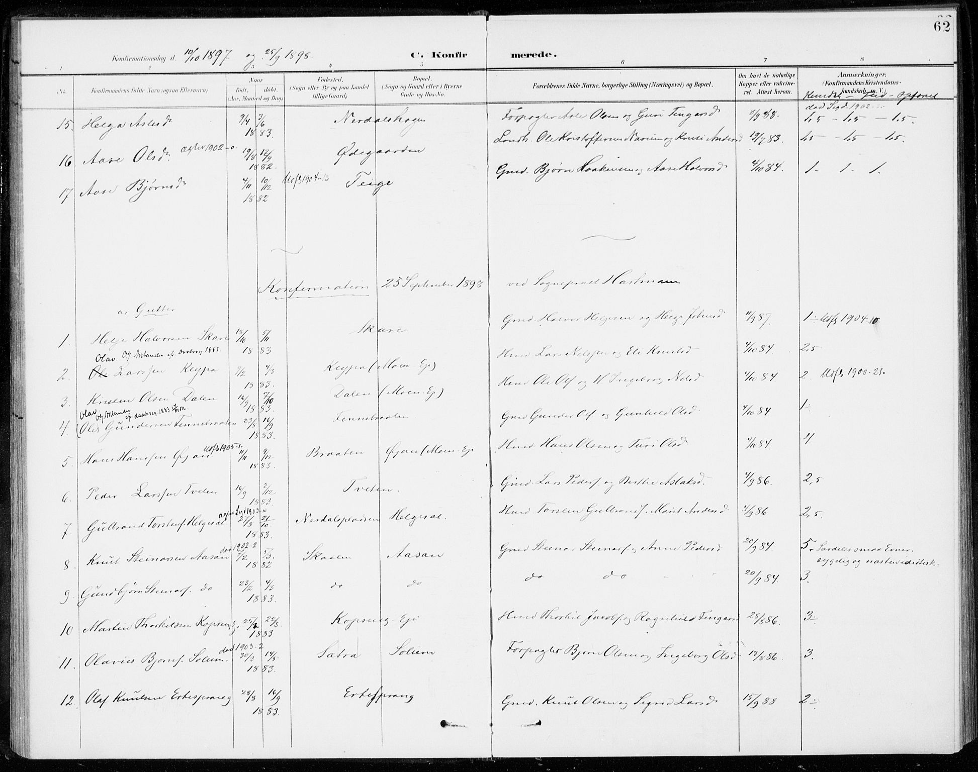 Sigdal kirkebøker, AV/SAKO-A-245/F/Fc/L0002: Parish register (official) no. III 2, 1894-1911, p. 62