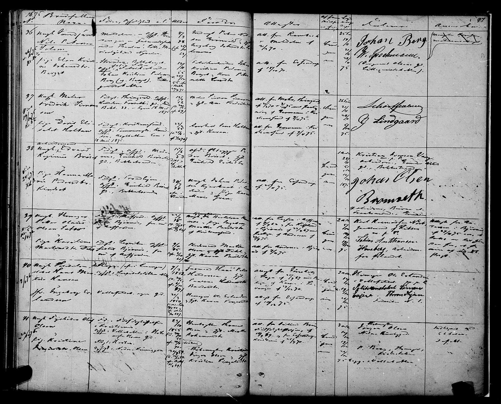 Ministerialprotokoller, klokkerbøker og fødselsregistre - Sør-Trøndelag, AV/SAT-A-1456/604/L0187: Parish register (official) no. 604A08, 1847-1878, p. 97