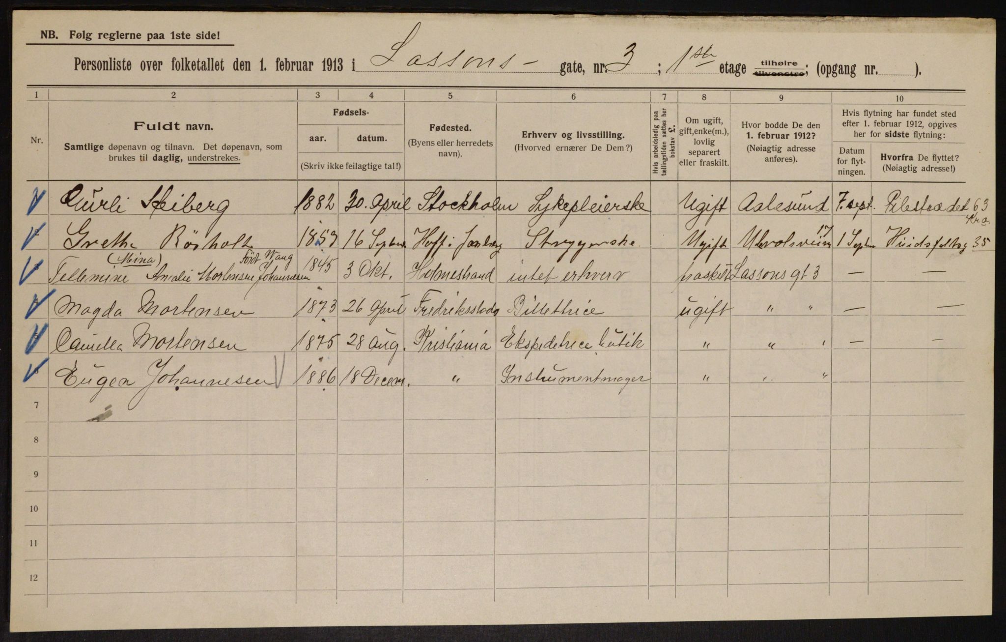 OBA, Municipal Census 1913 for Kristiania, 1913, p. 57000