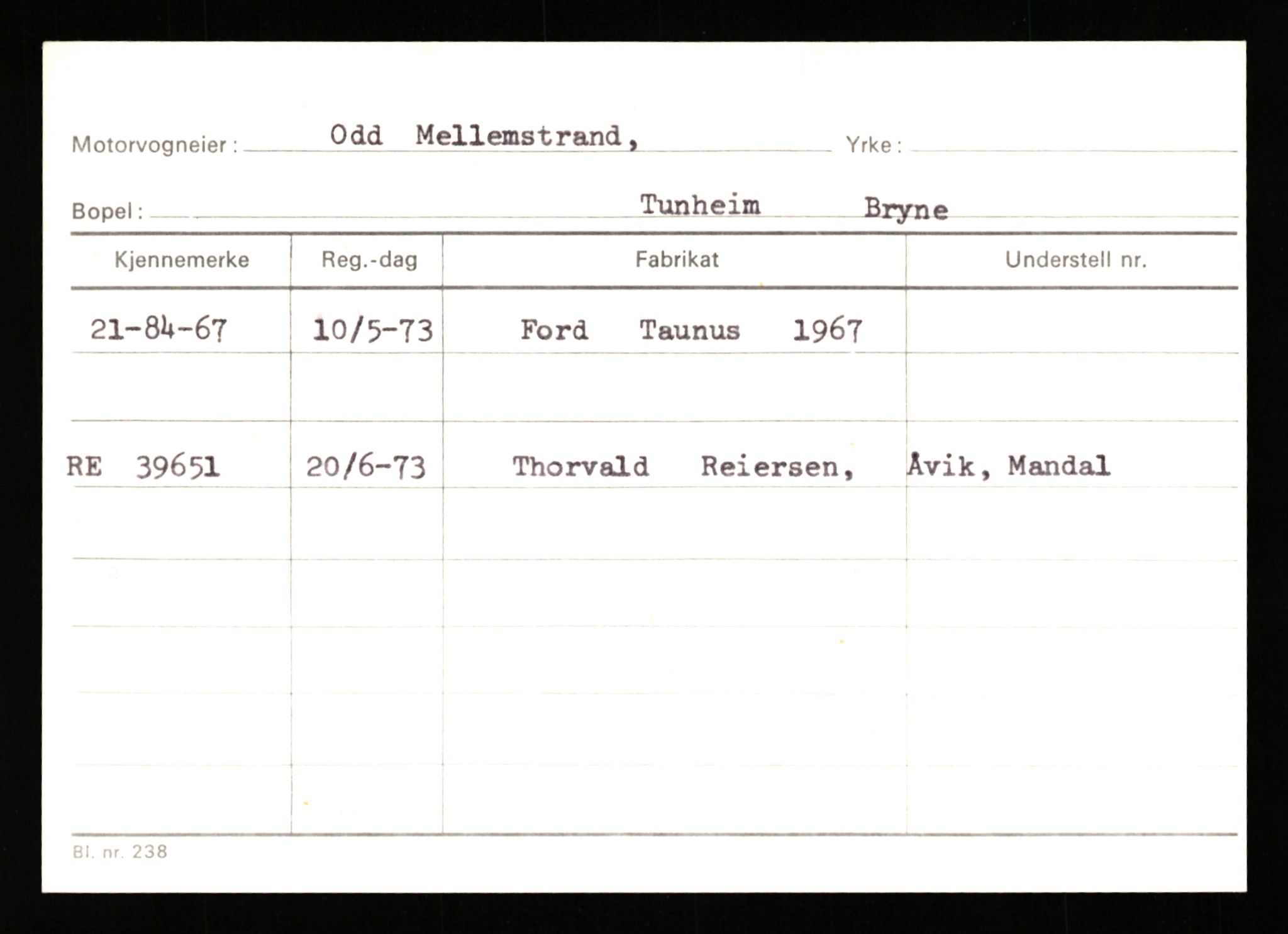 Stavanger trafikkstasjon, AV/SAST-A-101942/0/G/L0010: Registreringsnummer: 130000 - 239953, 1930-1971, p. 2695