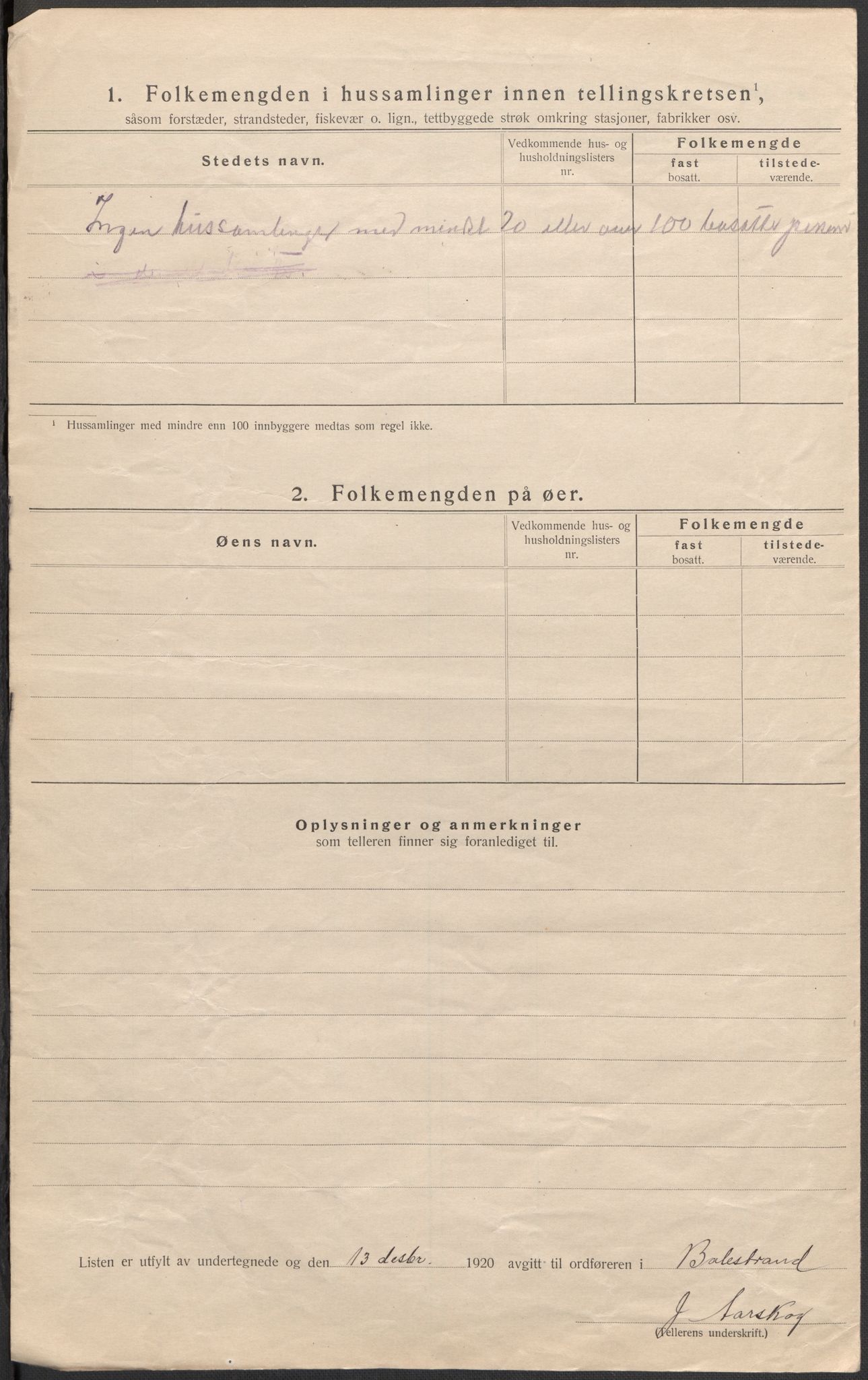 SAB, 1920 census for Balestrand, 1920, p. 30