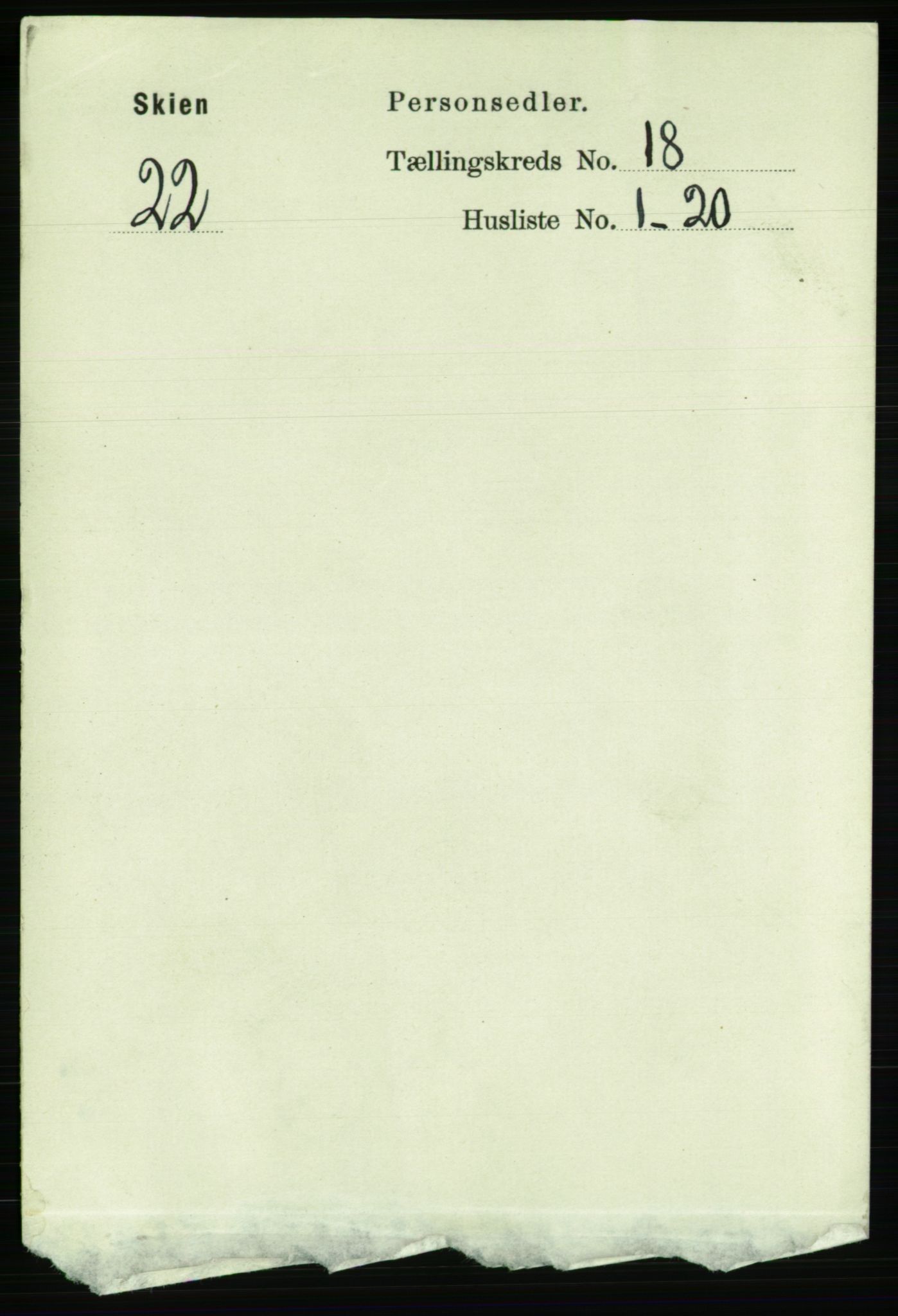 RA, 1891 census for 0806 Skien, 1891, p. 4869