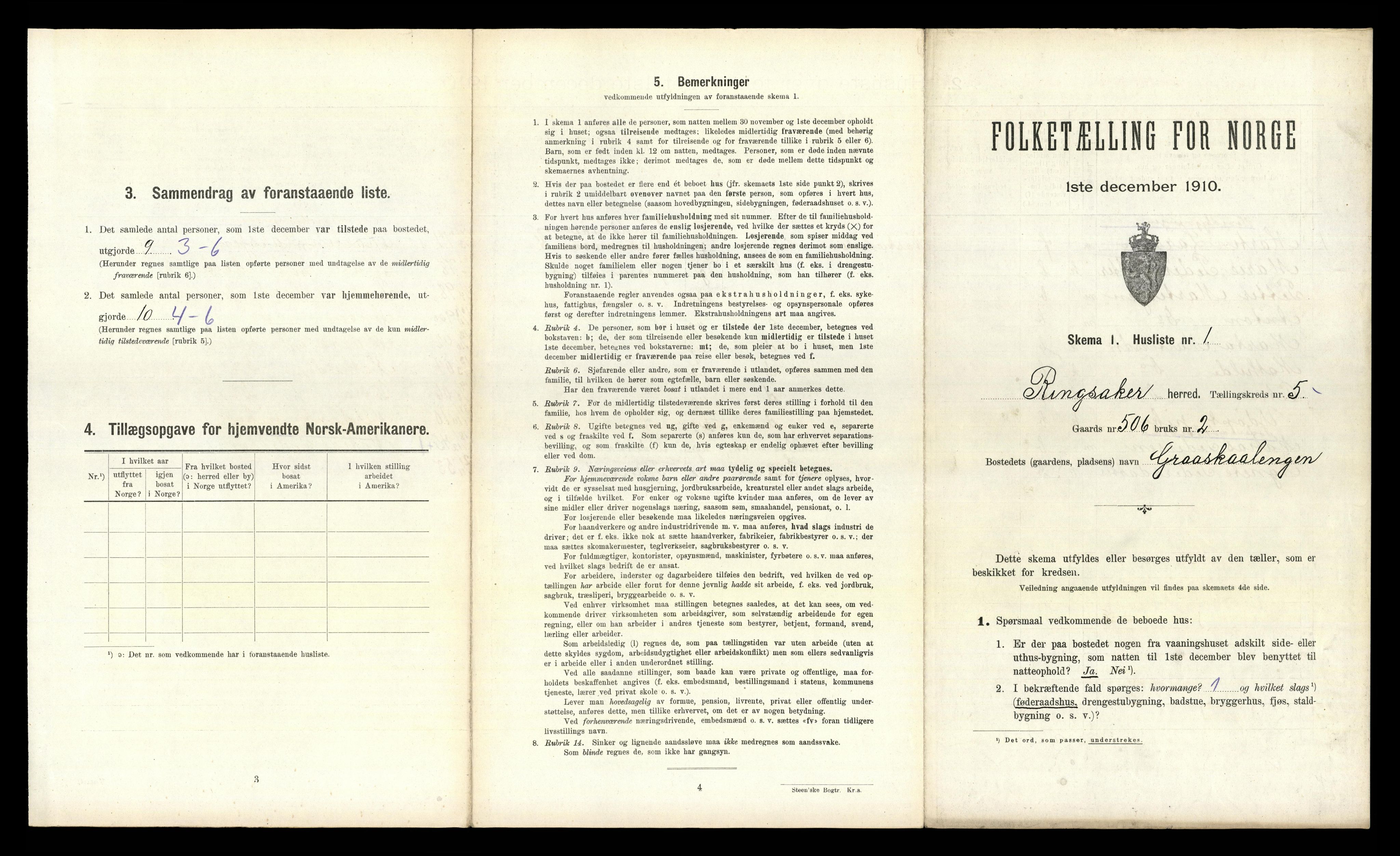 RA, 1910 census for Ringsaker, 1910, p. 651