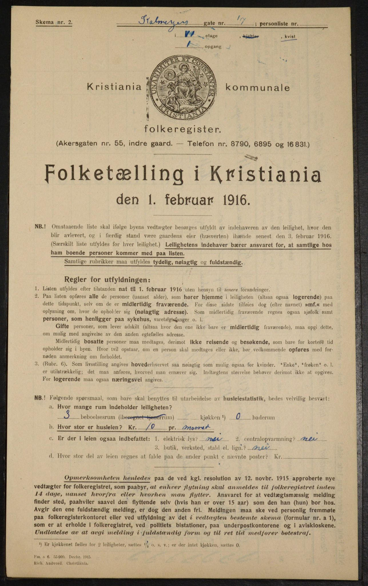 OBA, Municipal Census 1916 for Kristiania, 1916, p. 11609