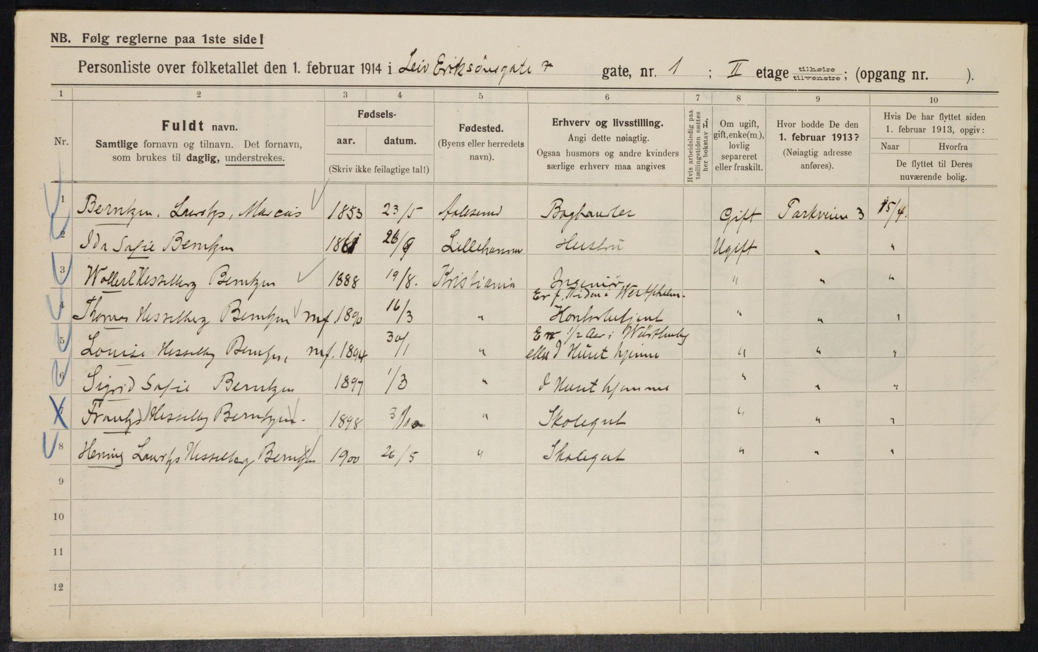 OBA, Municipal Census 1914 for Kristiania, 1914, p. 57342