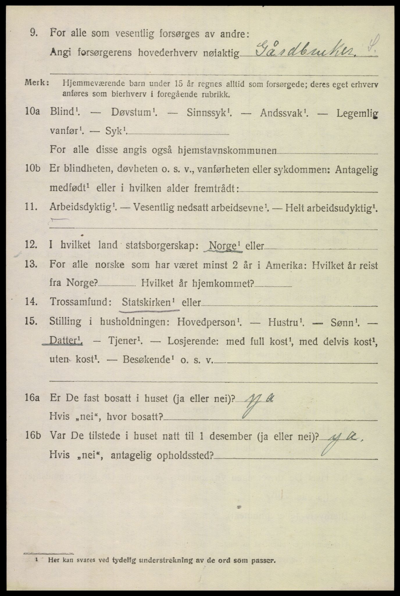 SAK, 1920 census for Konsmo, 1920, p. 1005